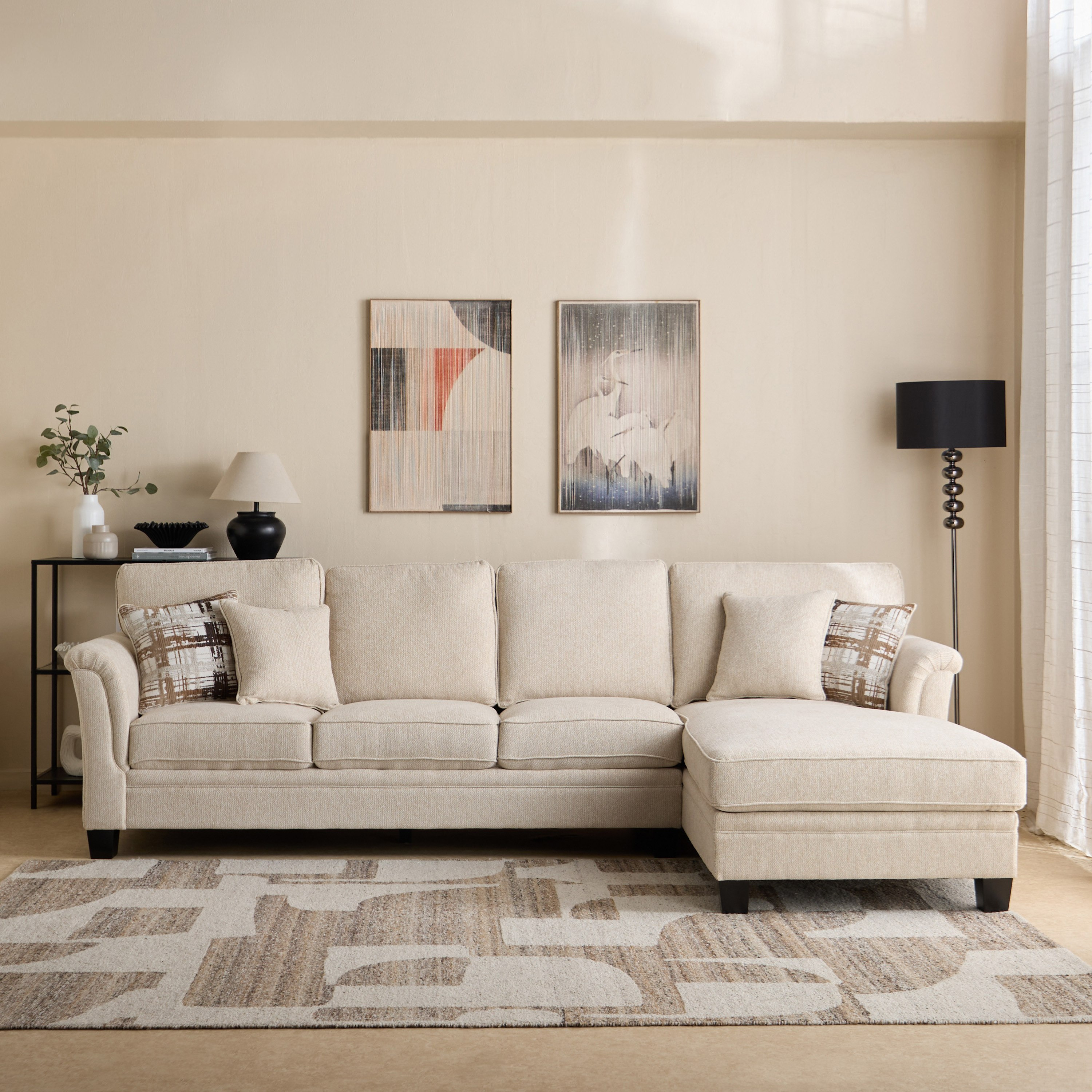 Urban 4-Seater Right Corner Fabric Sofa with 4 Cushions-hbxlivingroom-sofasandarmchairs-cornersofas-image-2