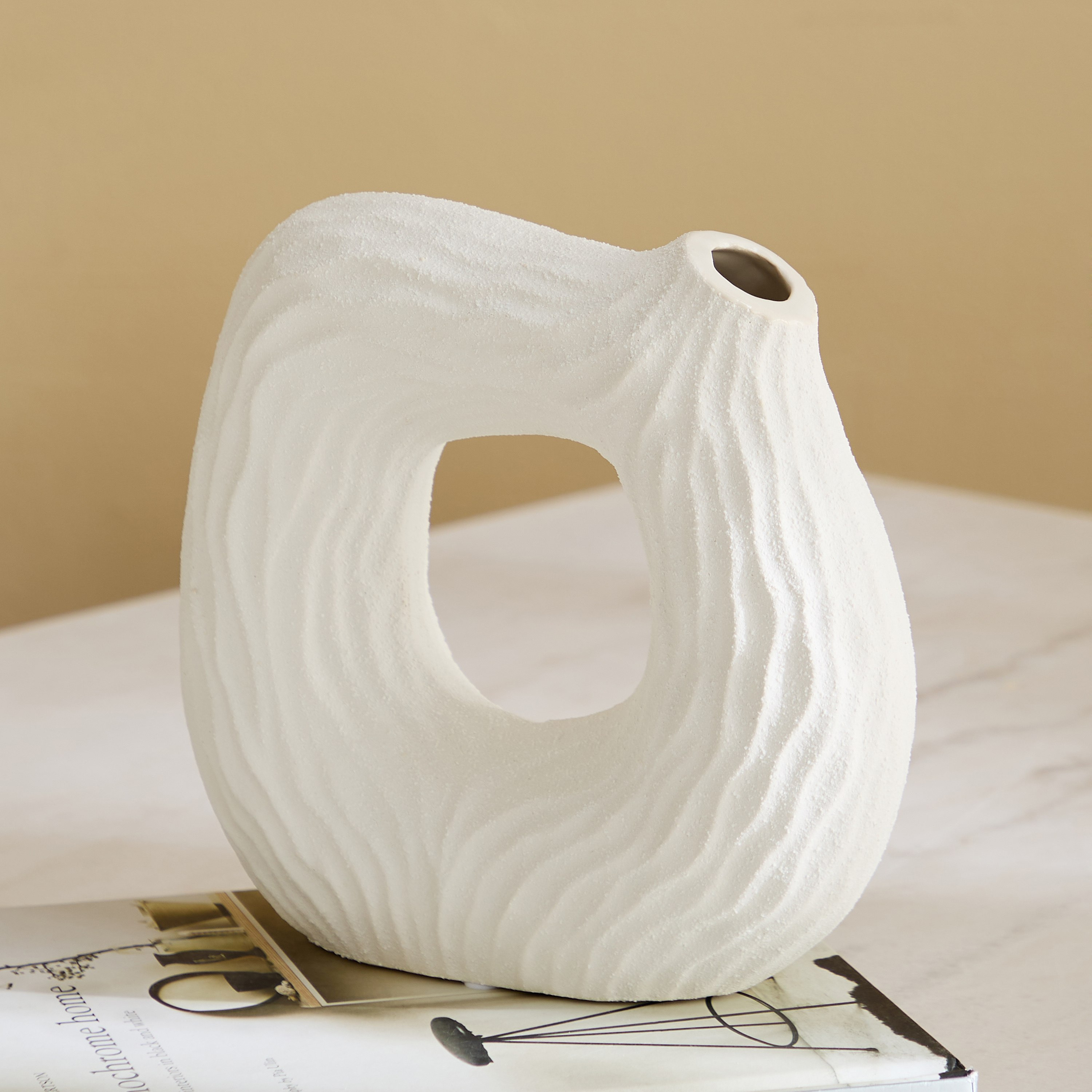 Sansa Roma Ceramic Textured Vase - 22.5x8.5x21 cm-hbxbedroom-decorandaccessories-vases-image-2