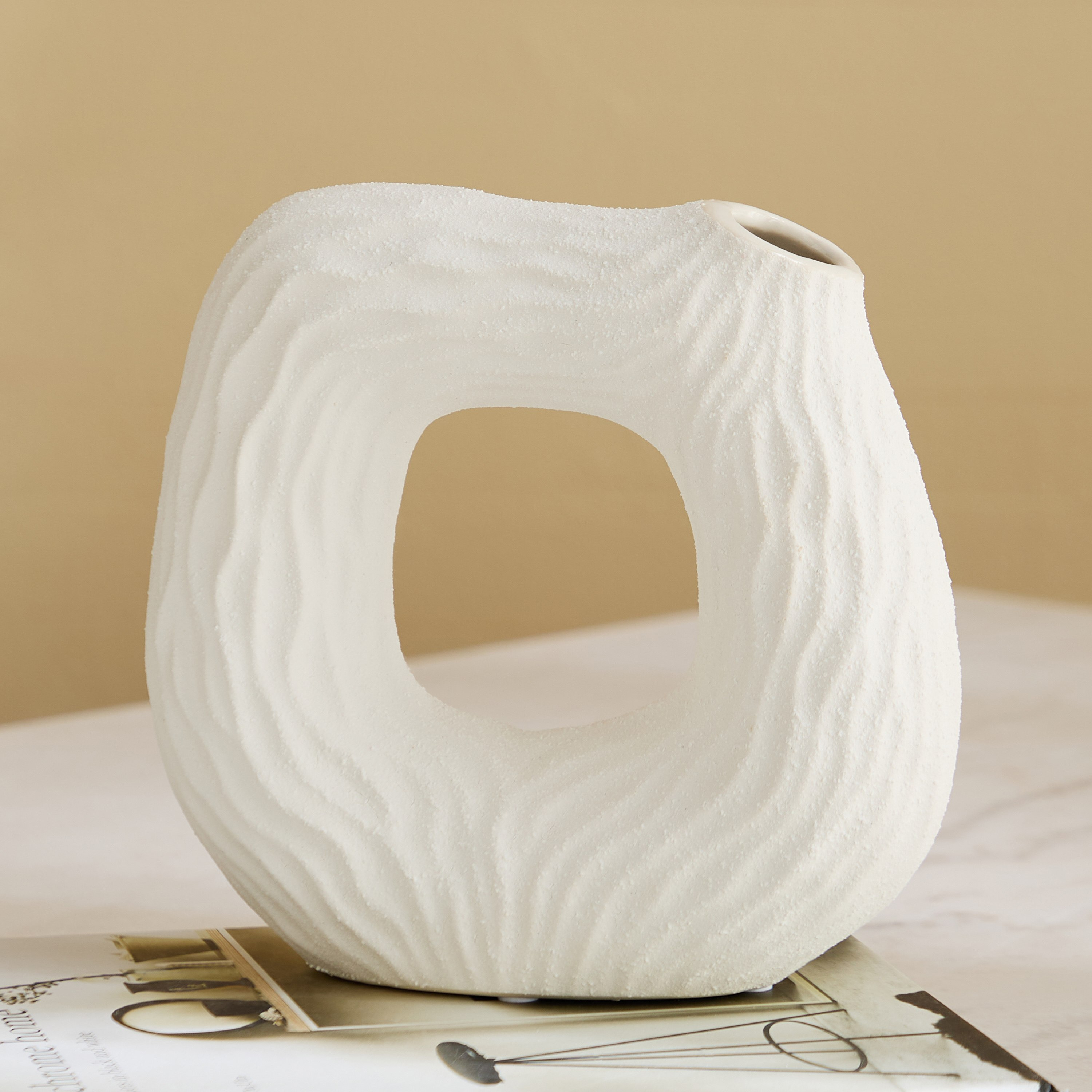 Sansa Roma Ceramic Textured Vase - 20x7x19 cm-hbxbedroom-decorandaccessories-vases-image-2