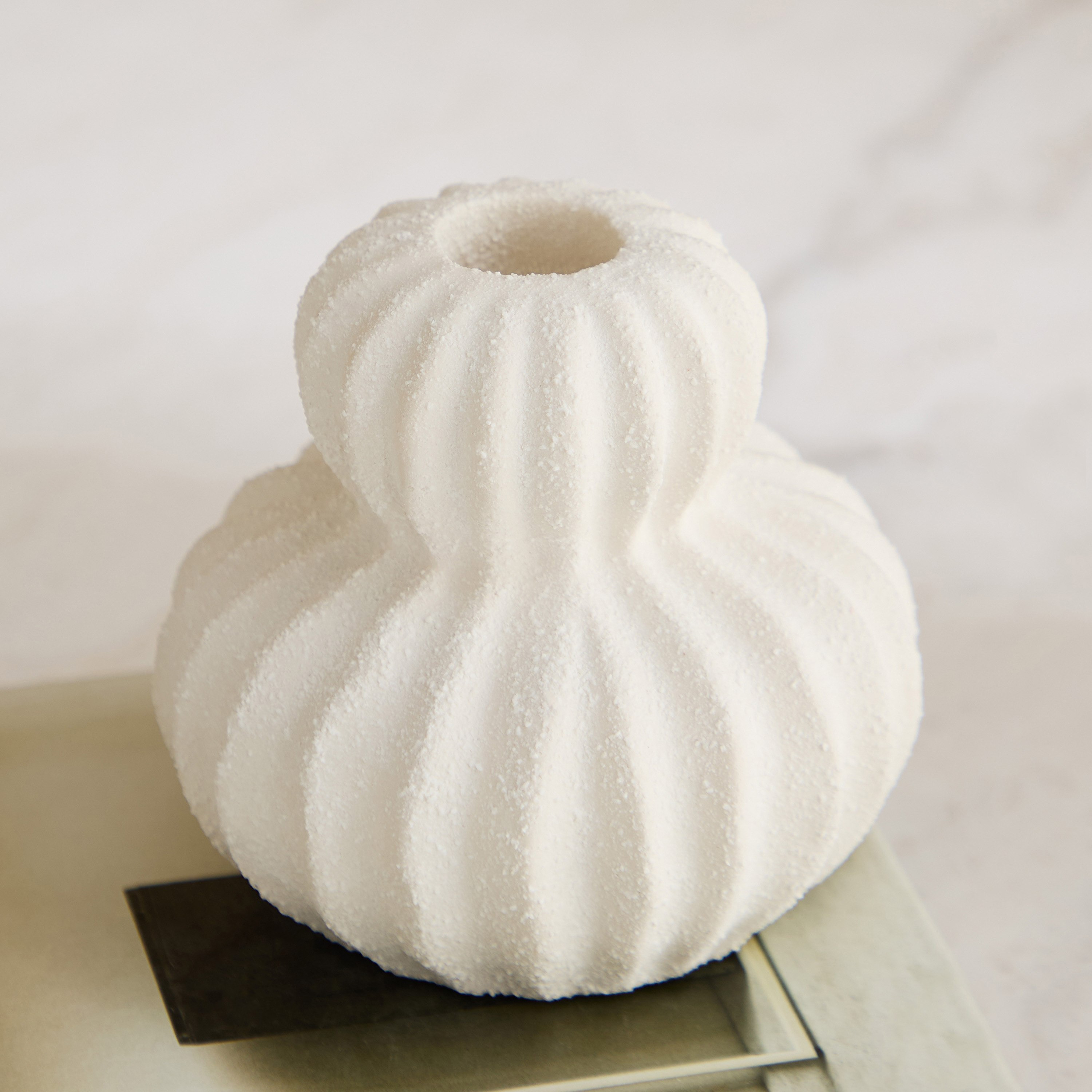 Sansa Roma Ceramic Textured Vase - 10.3x10.3x10.3 cm-hbxbedroom-decorandaccessories-vases-image-2