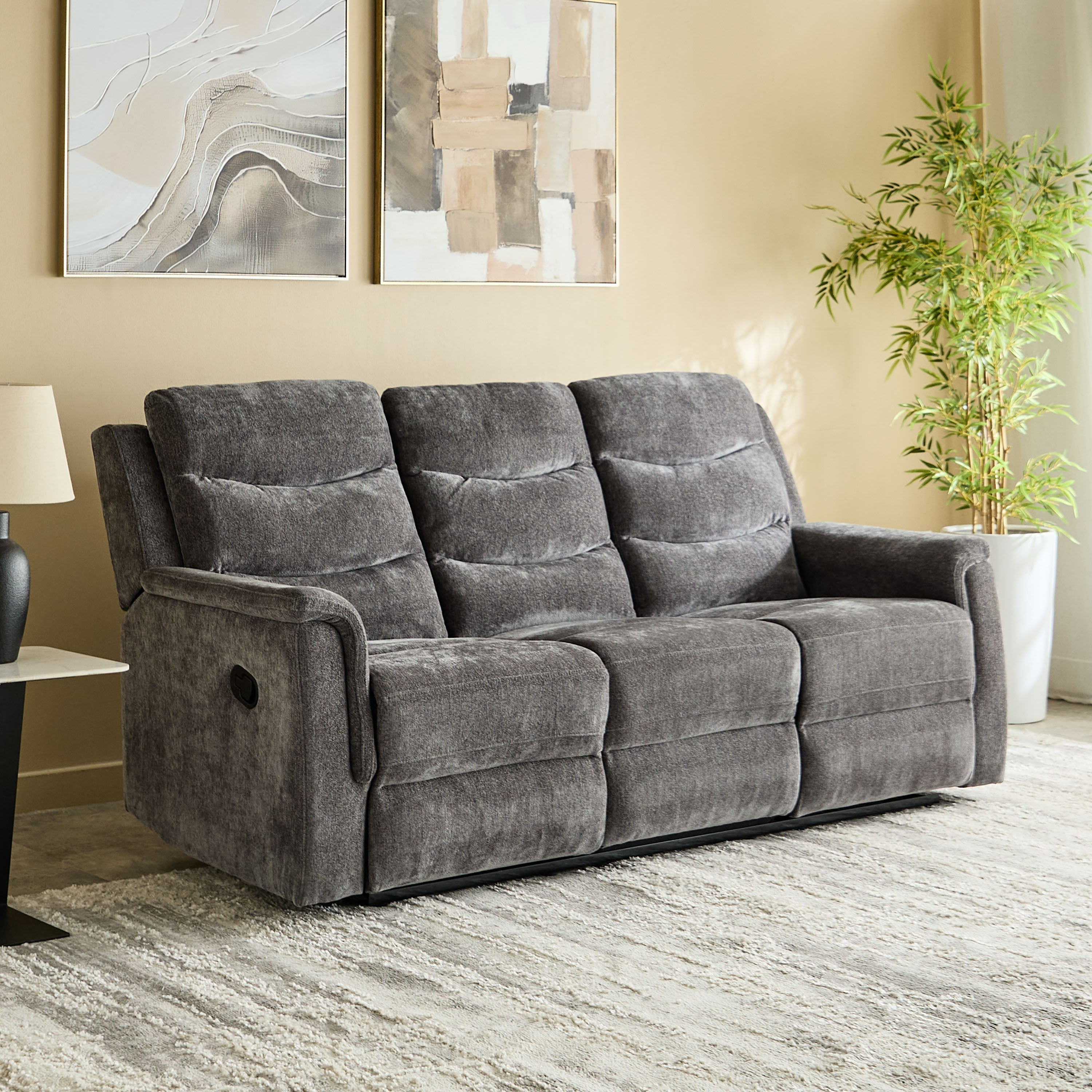 Vatican 3-Seater Fabric Recliner Sofa with Dropdown Table-hbxfurniture-sofasandarmchairs-reclinersofas-image-1