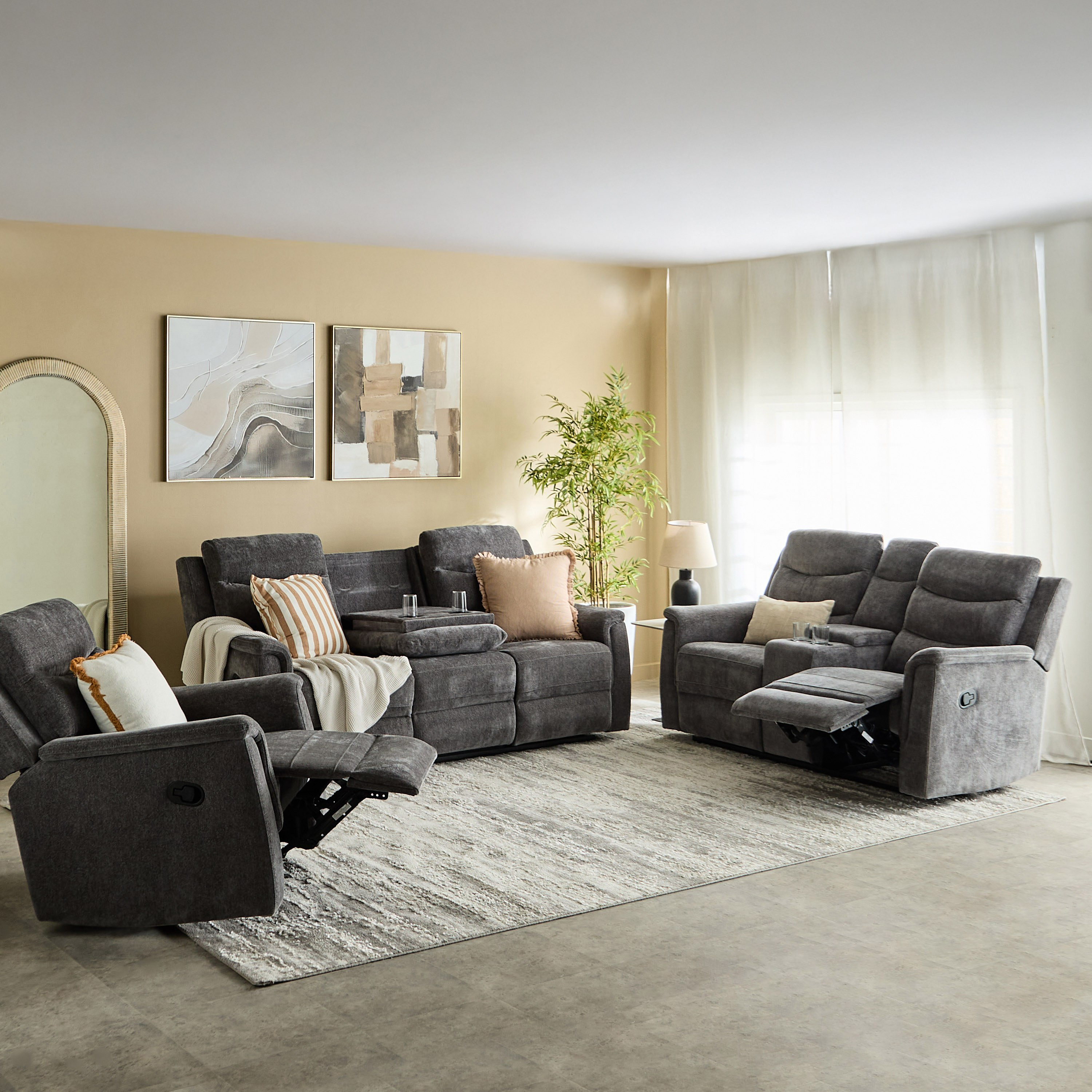Vatican 3-Seater Fabric Recliner Sofa with Dropdown Table-hbxfurniture-sofasandarmchairs-reclinersofas-image-13