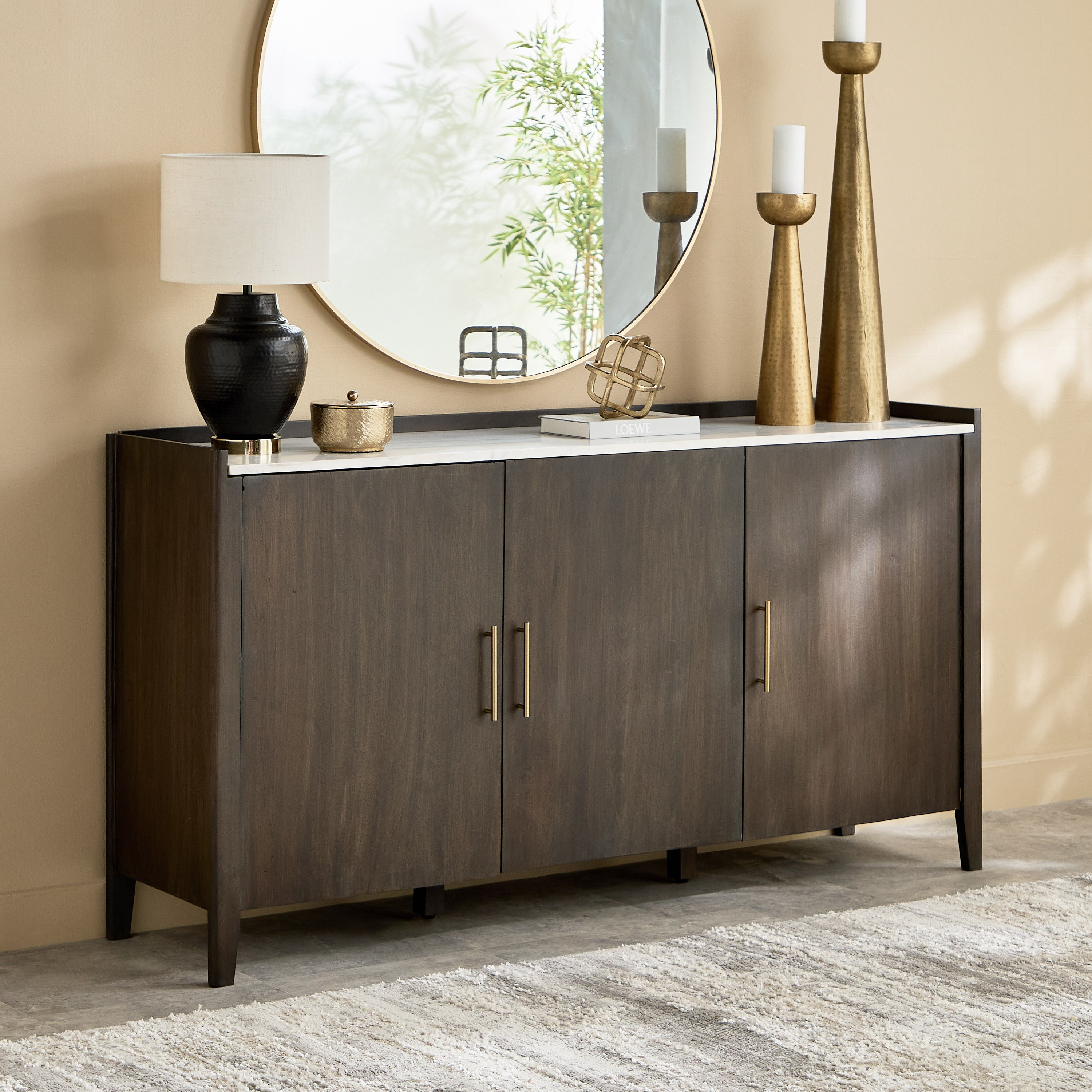 خزانة جانبية 3 أبواب بسطح من الرخام الأصلي - بلاكس من فيندرا -hbxfurniture-diningroom-buffetsandsideboards-image-1