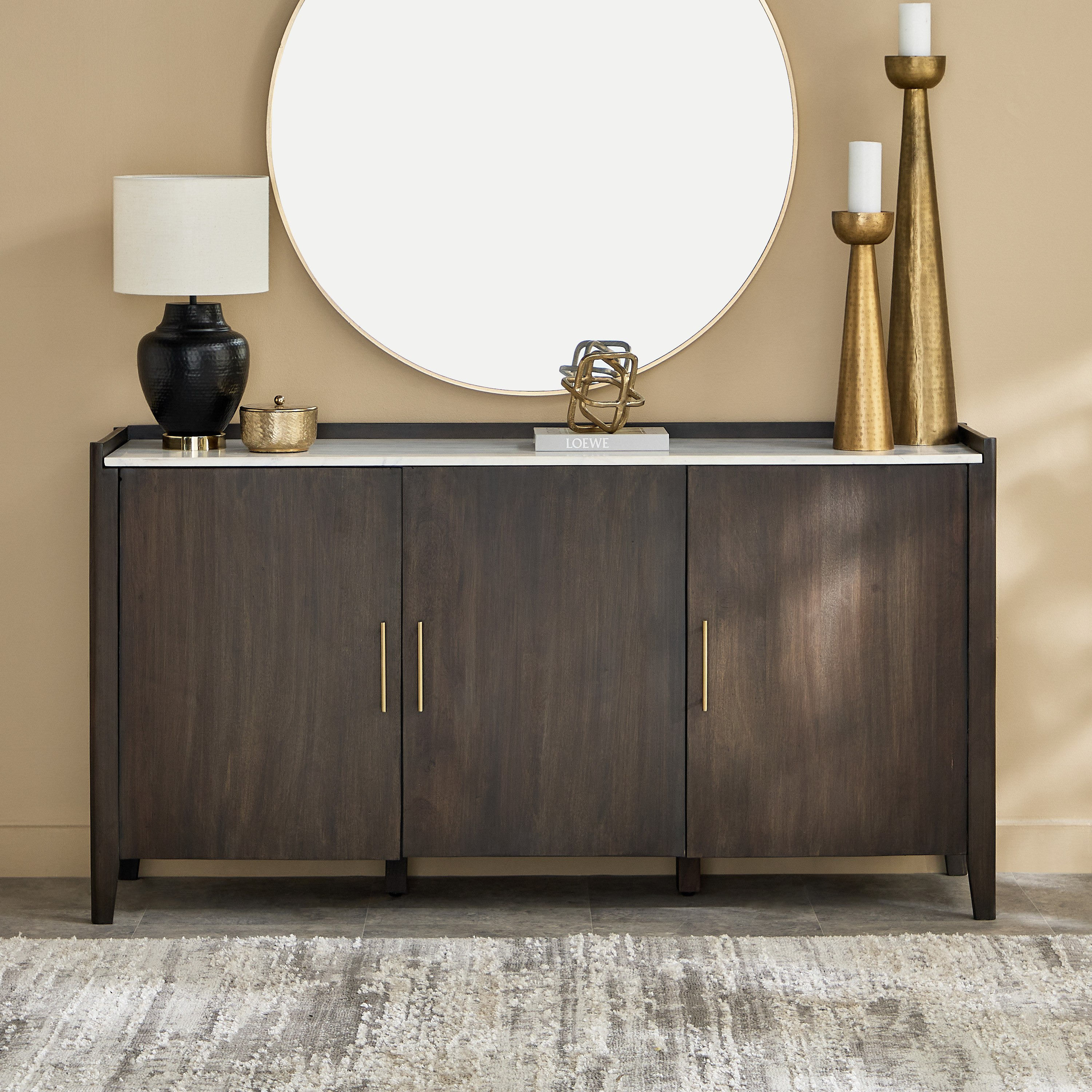 خزانة جانبية 3 أبواب بسطح من الرخام الأصلي - بلاكس من فيندرا -hbxfurniture-diningroom-buffetsandsideboards-image-2