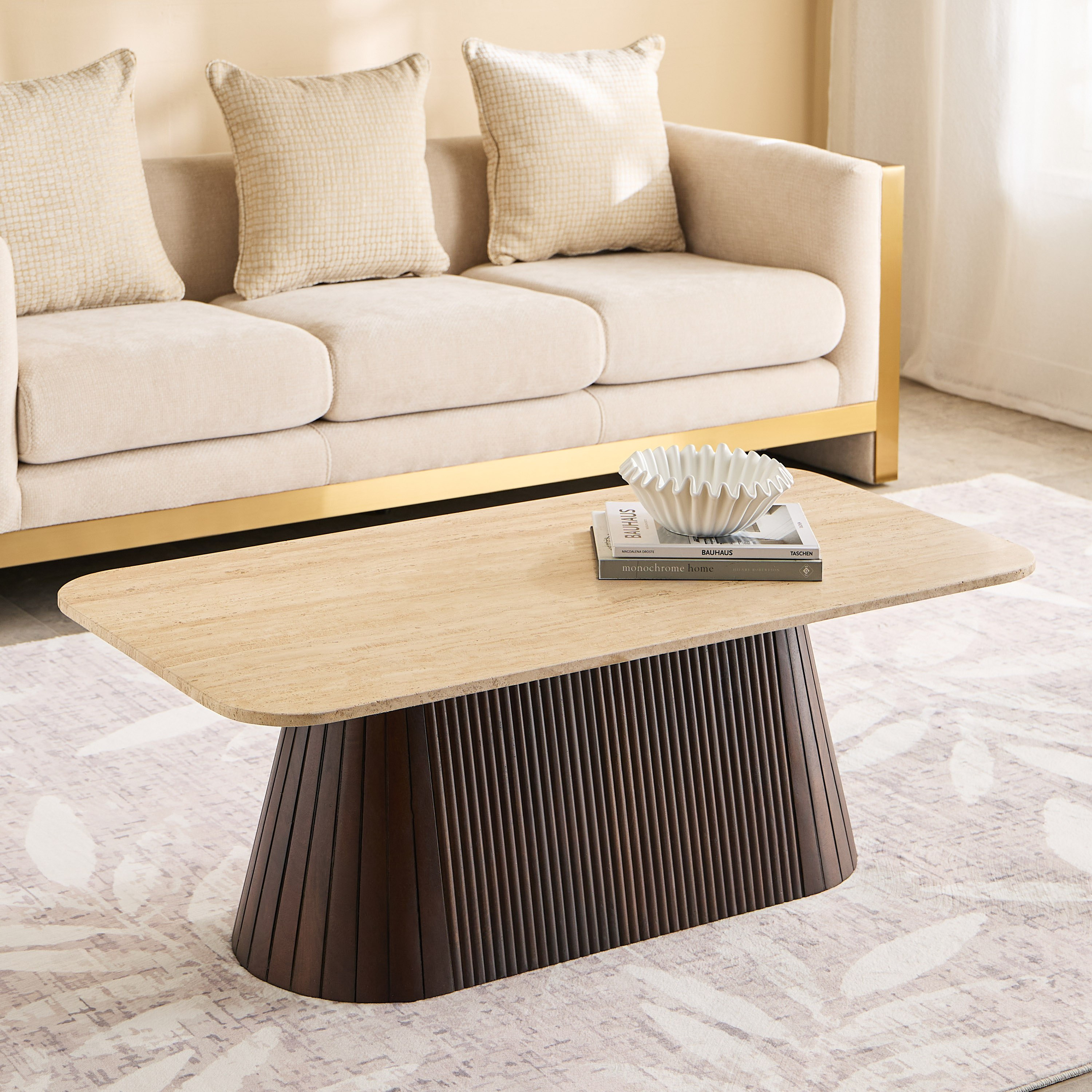 Cavon Ribella Genuine Travertine Top Coffee Table with Solid Wood Base-PROMO_HB_UAE_HBX10_250526-image-1