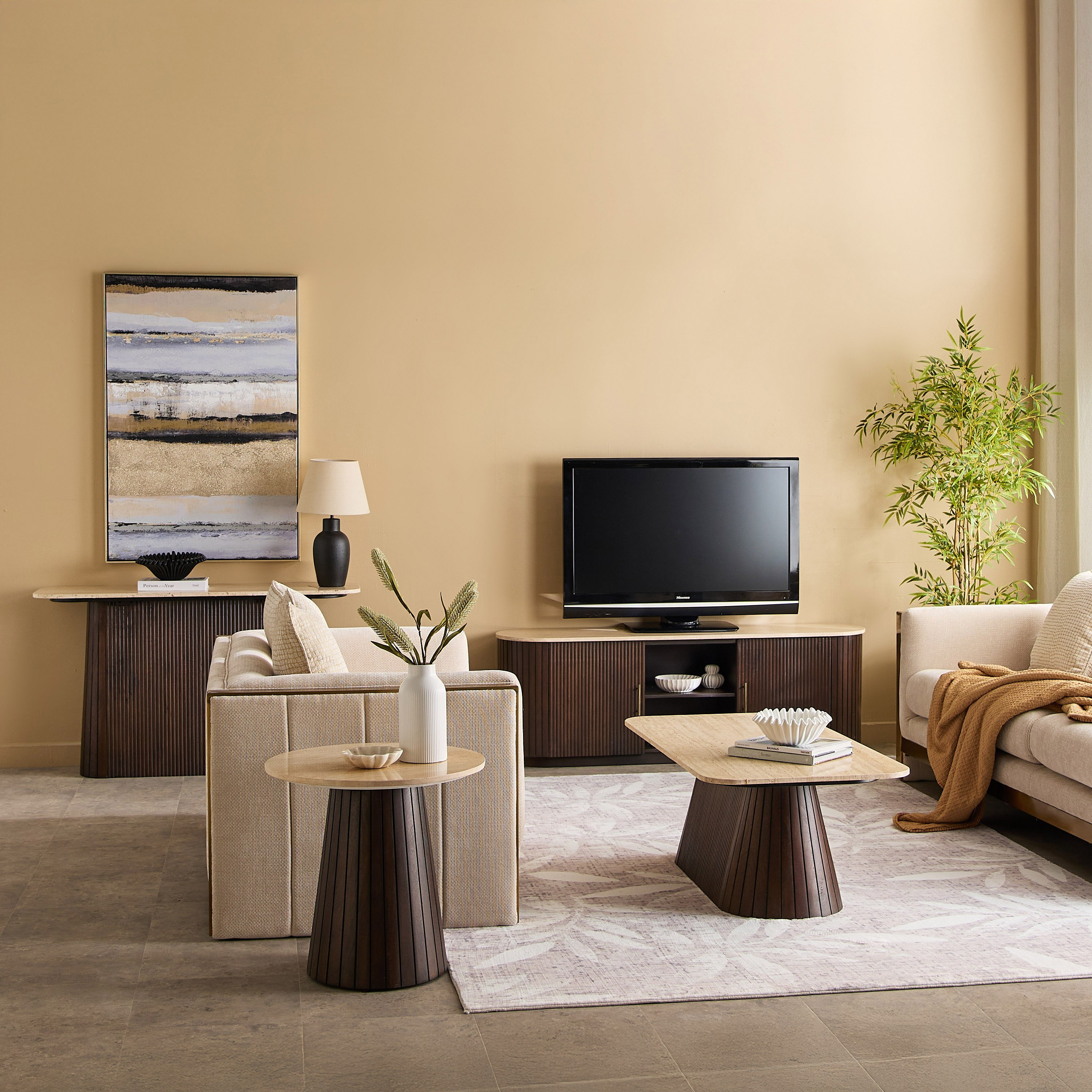 Cavon Ribella Genuine TravertineTop Console with Solid Wood Base-hbxfurniture-tablesandstands-consoletables-image-5