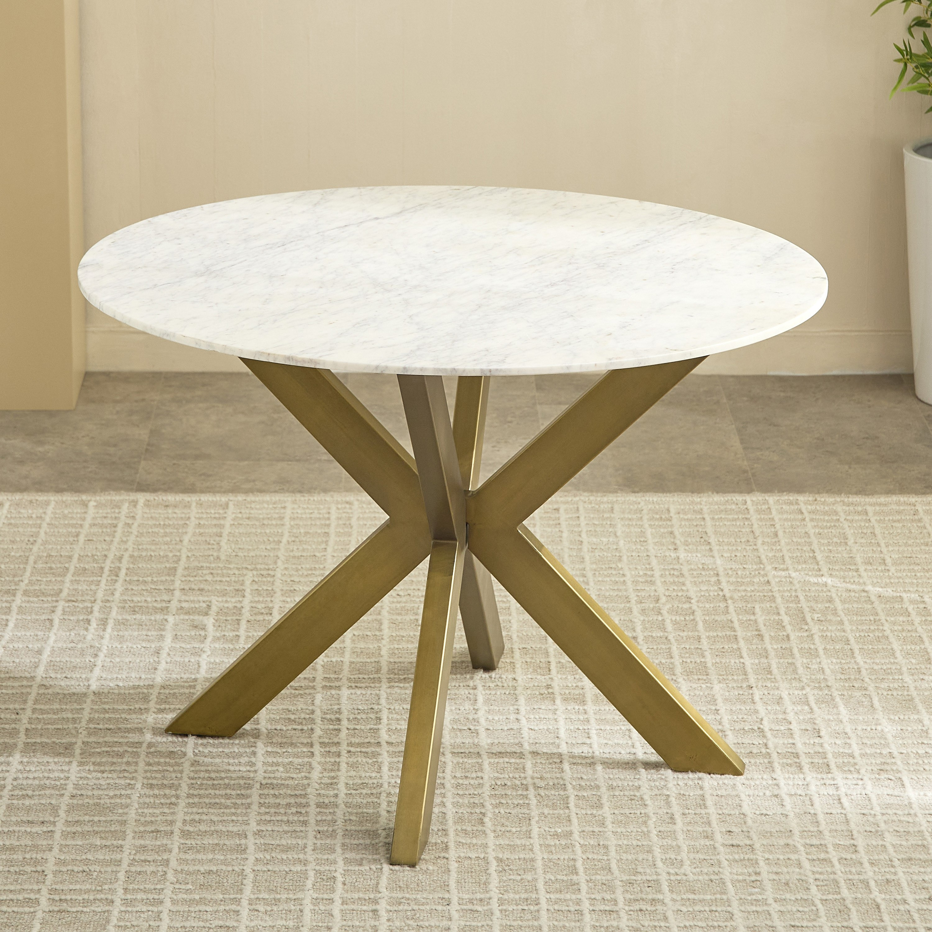 Portola 4-Seater Round Genuine Marble Top Dining Table-hbxfurniture-diningtablesandsets-diningtables-fourseater-image-2
