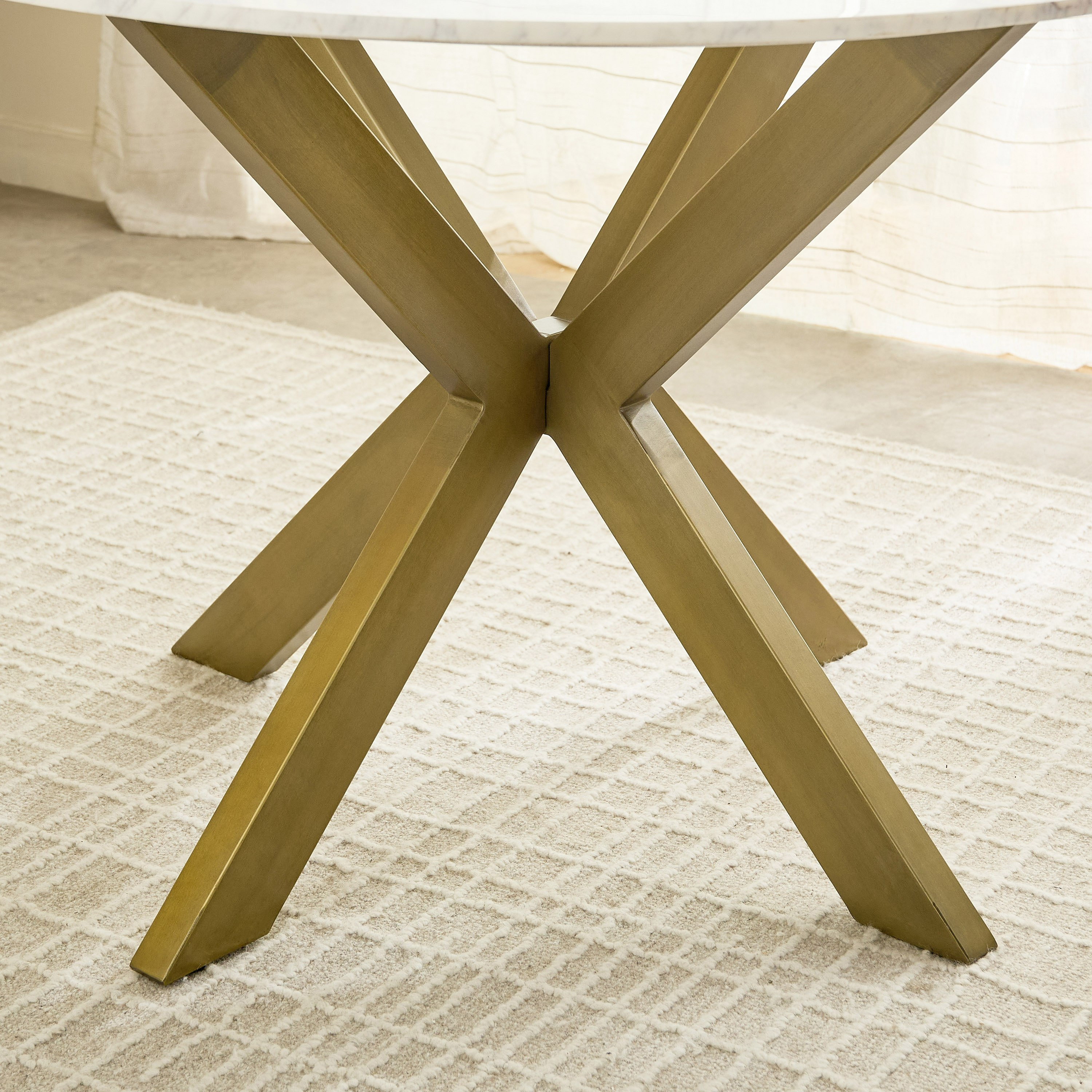 Portola 4-Seater Round Genuine Marble Top Dining Table-hbxfurniture-diningtablesandsets-diningtables-fourseater-image-4