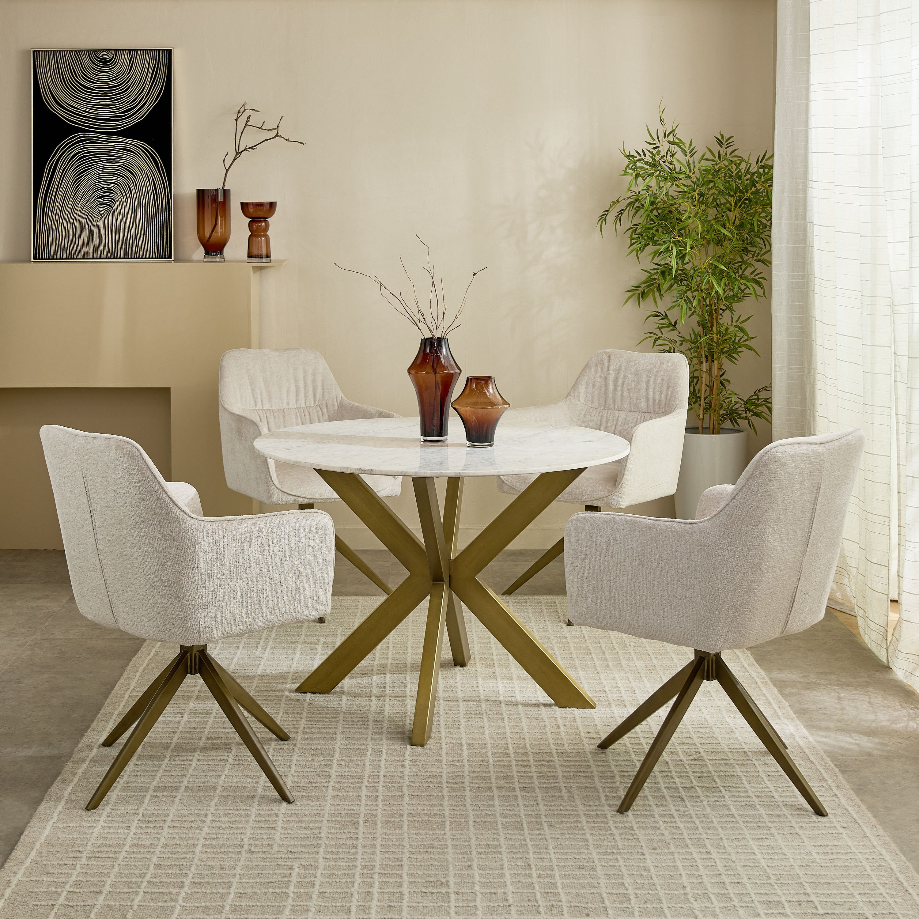 Portola 4-Seater Round Genuine Marble Top Dining Table-hbxfurniture-diningtablesandsets-diningtables-fourseater-image-5