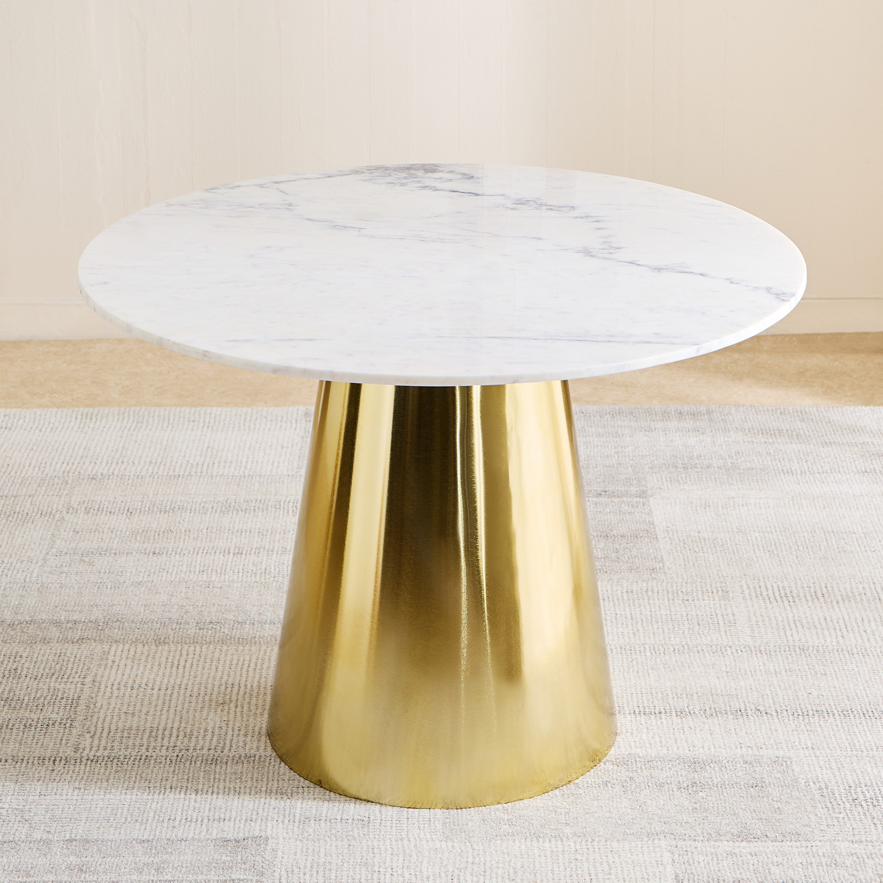 Cone 4-Seater Round Genuine Marble Top Dining Table-hbxfurniture-diningtablesandsets-diningtables-fourseater-image-2