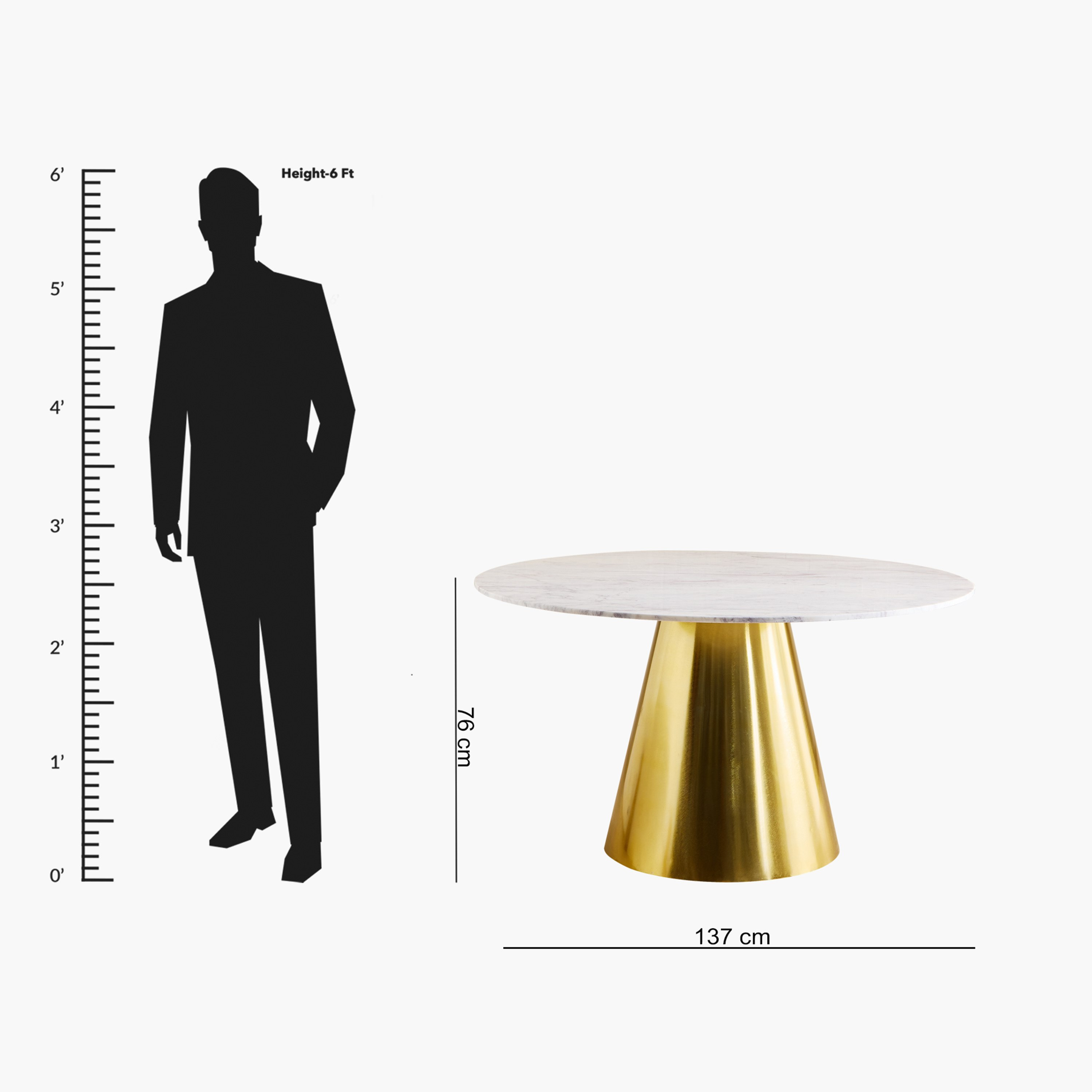 Cone 6-Seater Round Genuine Marble Top Dining Table-hbxdiningroom-diningtablesandsets-diningtables-sixseater-image-8
