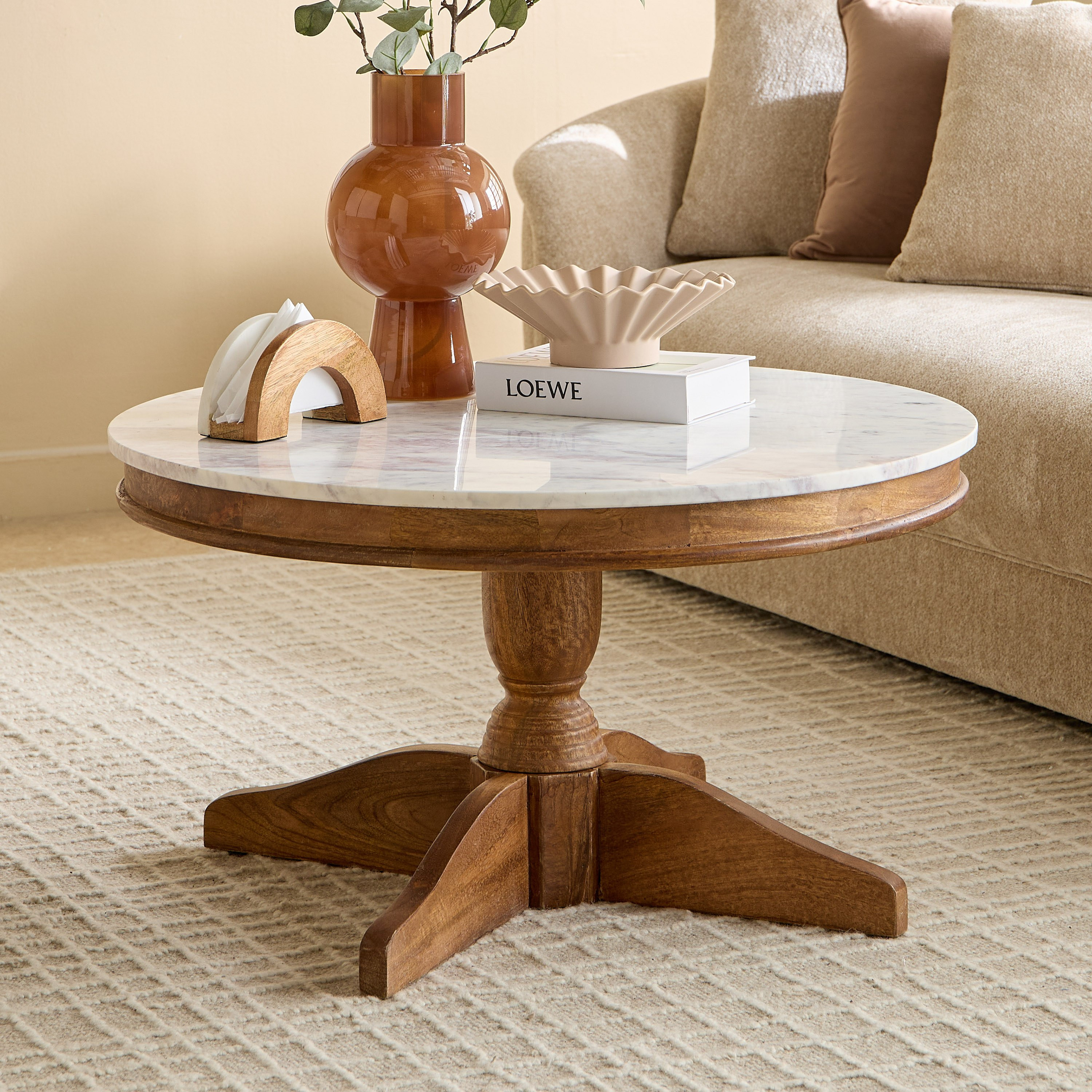 Degas Round Genuine Marble Top Coffee Table with Solid Wood Base-PROMO_HB_UAE_HBX10_250526-image-1
