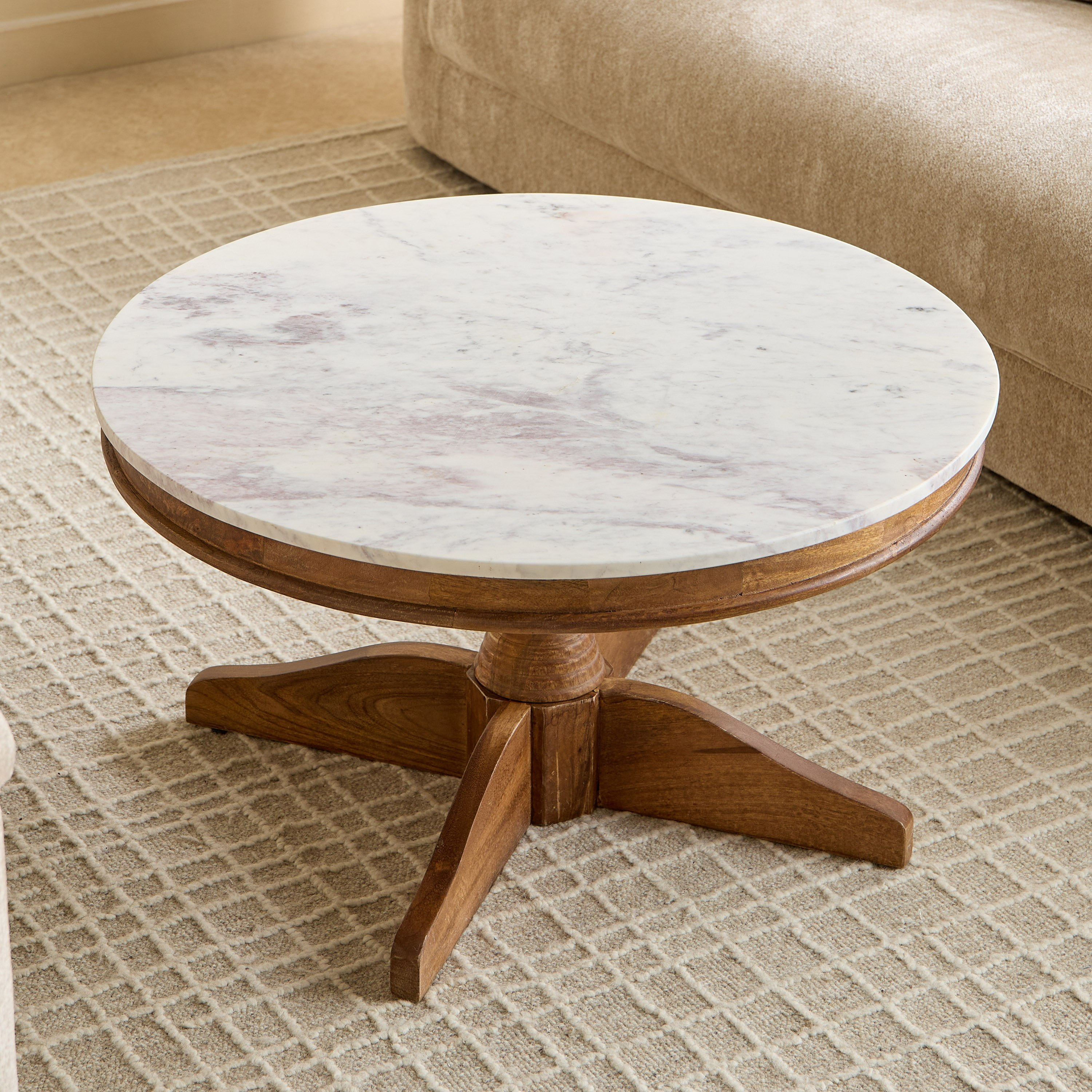 Degas Round Genuine Marble Top Coffee Table with Solid Wood Base-PROMO_HB_UAE_HBX10_250526-image-2
