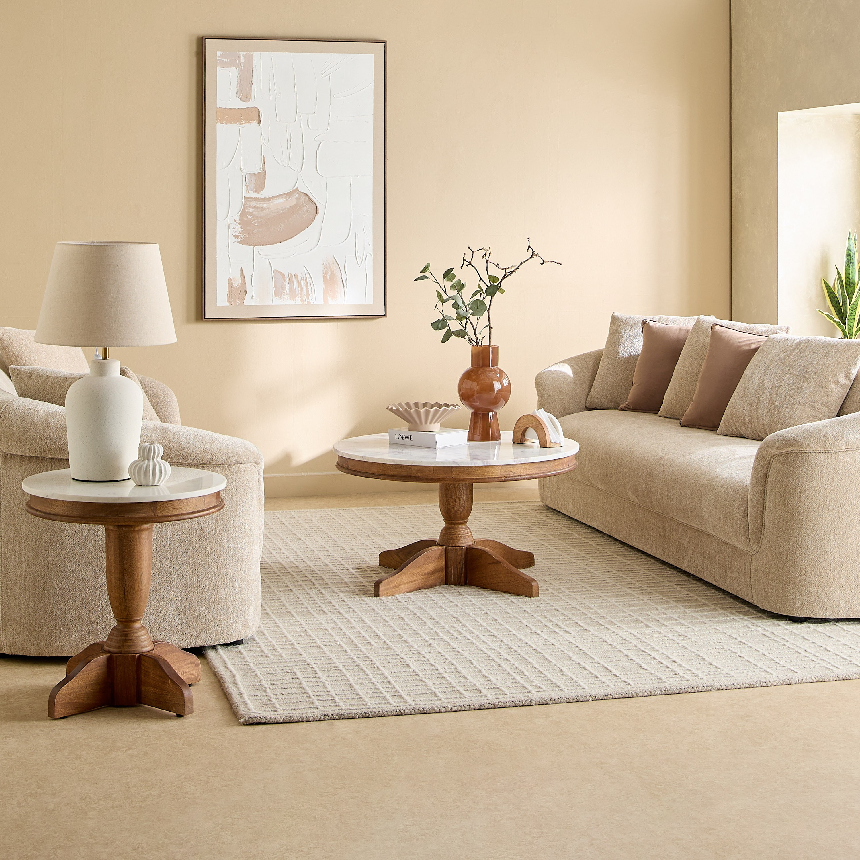 Degas Round Genuine Marble Top Coffee Table with Solid Wood Base-PROMO_HB_UAE_HBX10_250526-image-5