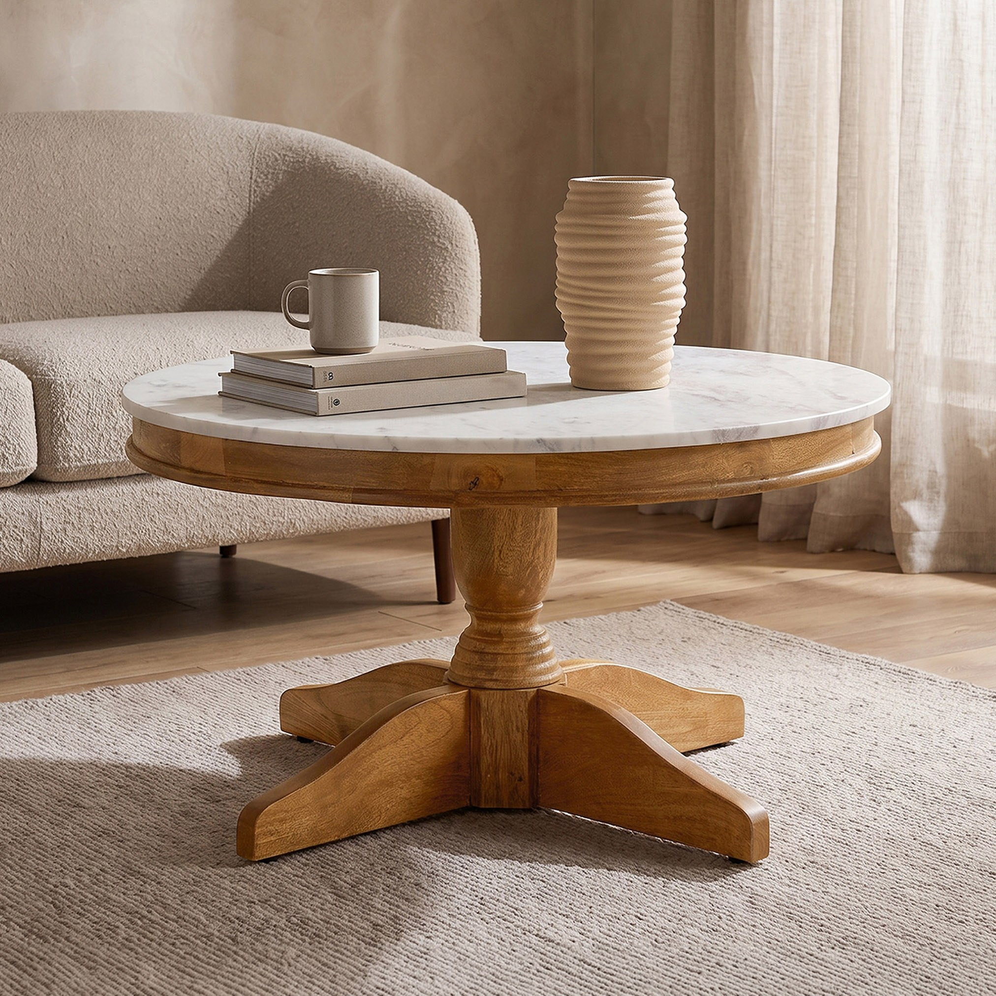 Degas Round Genuine Marble Top Coffee Table with Solid Wood Base-PROMO_HB_UAE_HBX10_250526-image-1