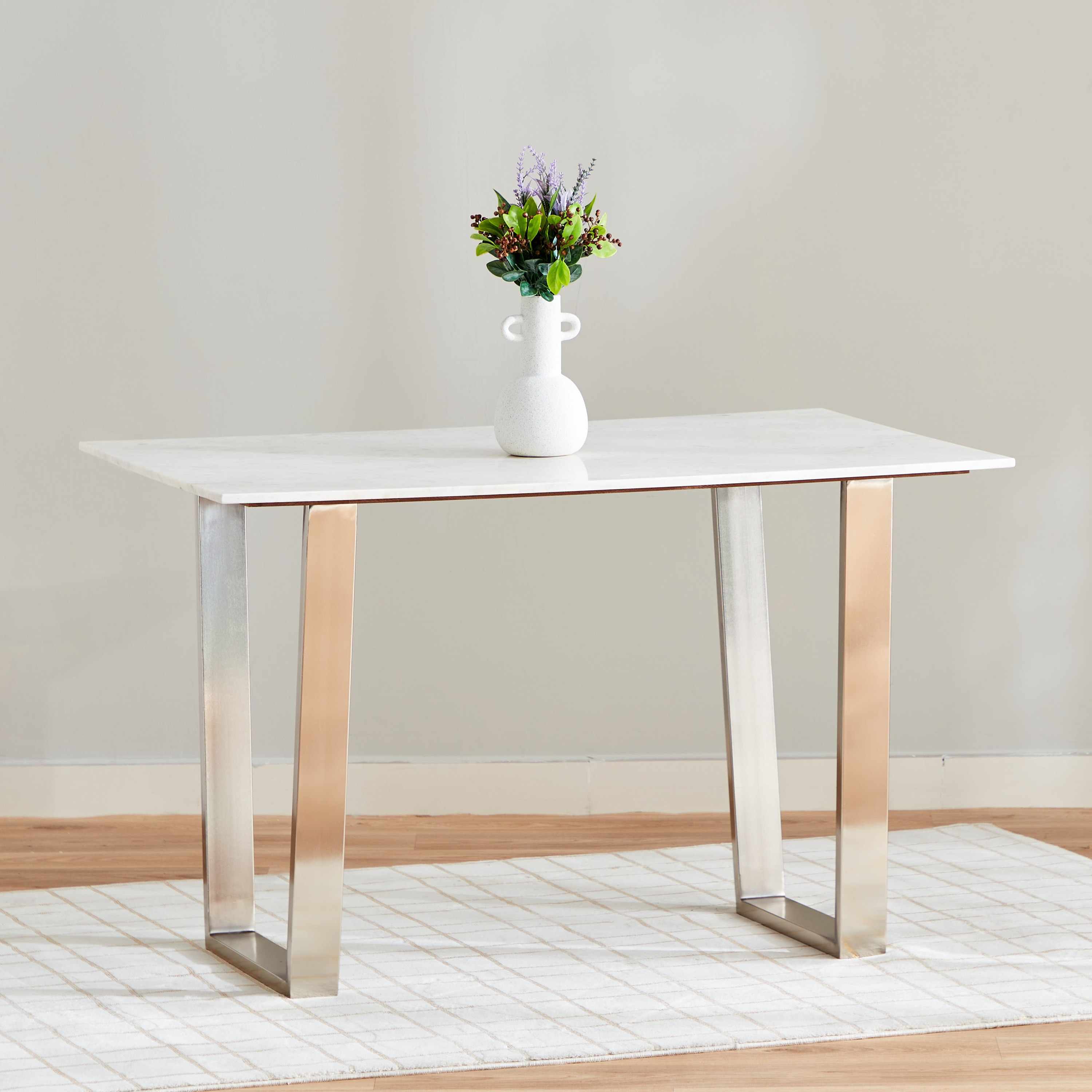 طاولة سفرة 4 مقاعد بسطح رخام أصلي من سلفرادو-hbxfurniture-diningtablesandsets-diningtables-fourseater-image-1