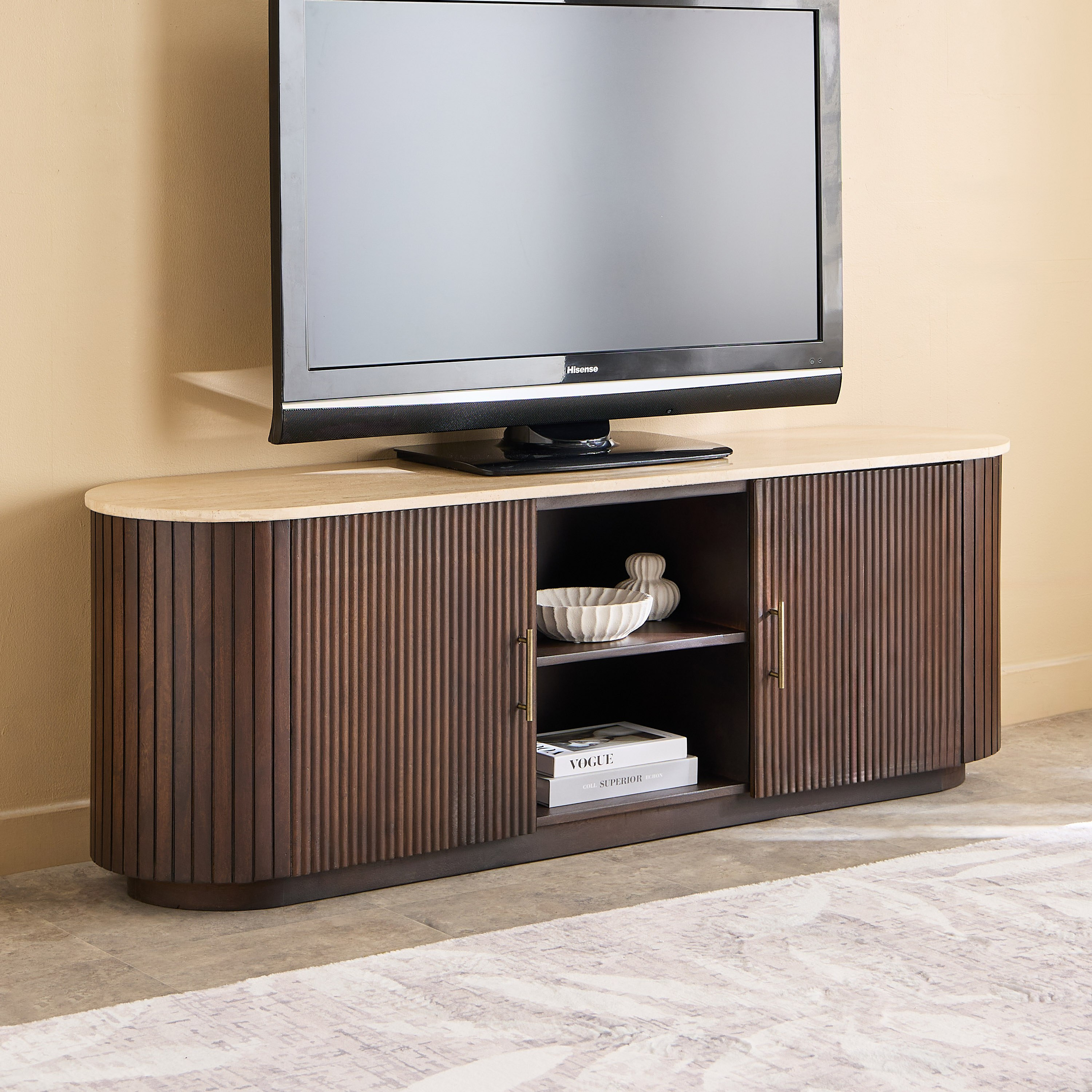 وحدة تلفزيون من الخشب الصلب بسطح رخام أصلي للأجهزة حتى 70 بوصة من فلوريدا-hbxlivingroom-mediaunitsandstorage-tvunits-image-1
