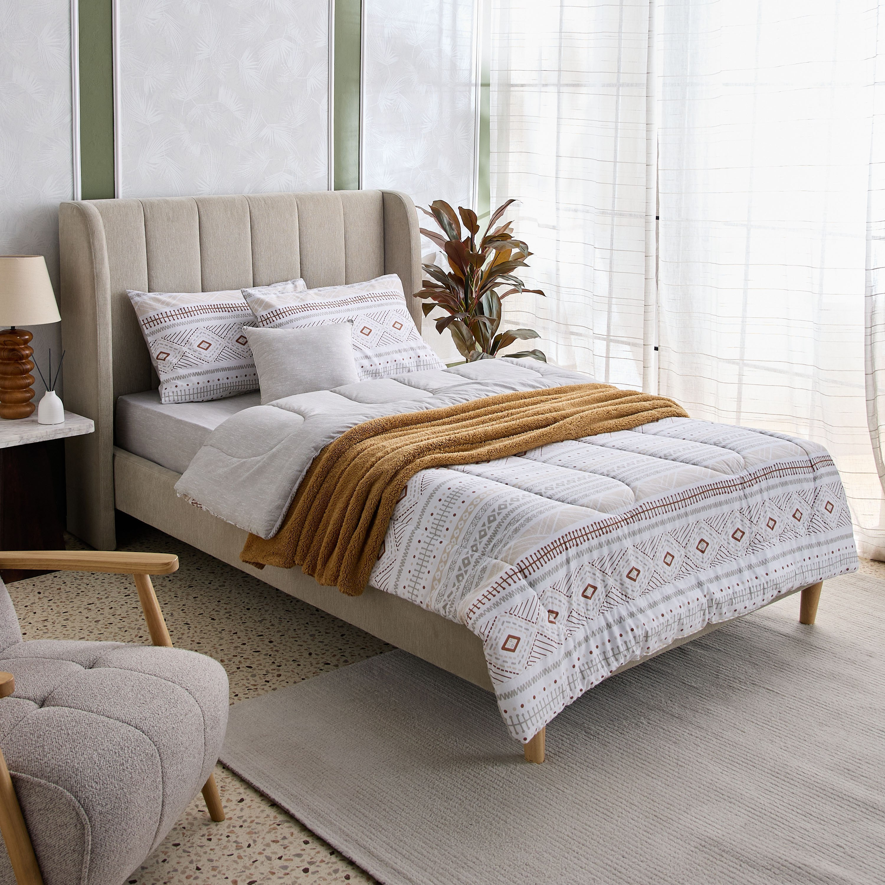 Madison Luton 5-Piece BIAB Cotton Printed Twin Comforter Set - 160x220 cm-hbxhomeware-hbxbedroom-image-12
