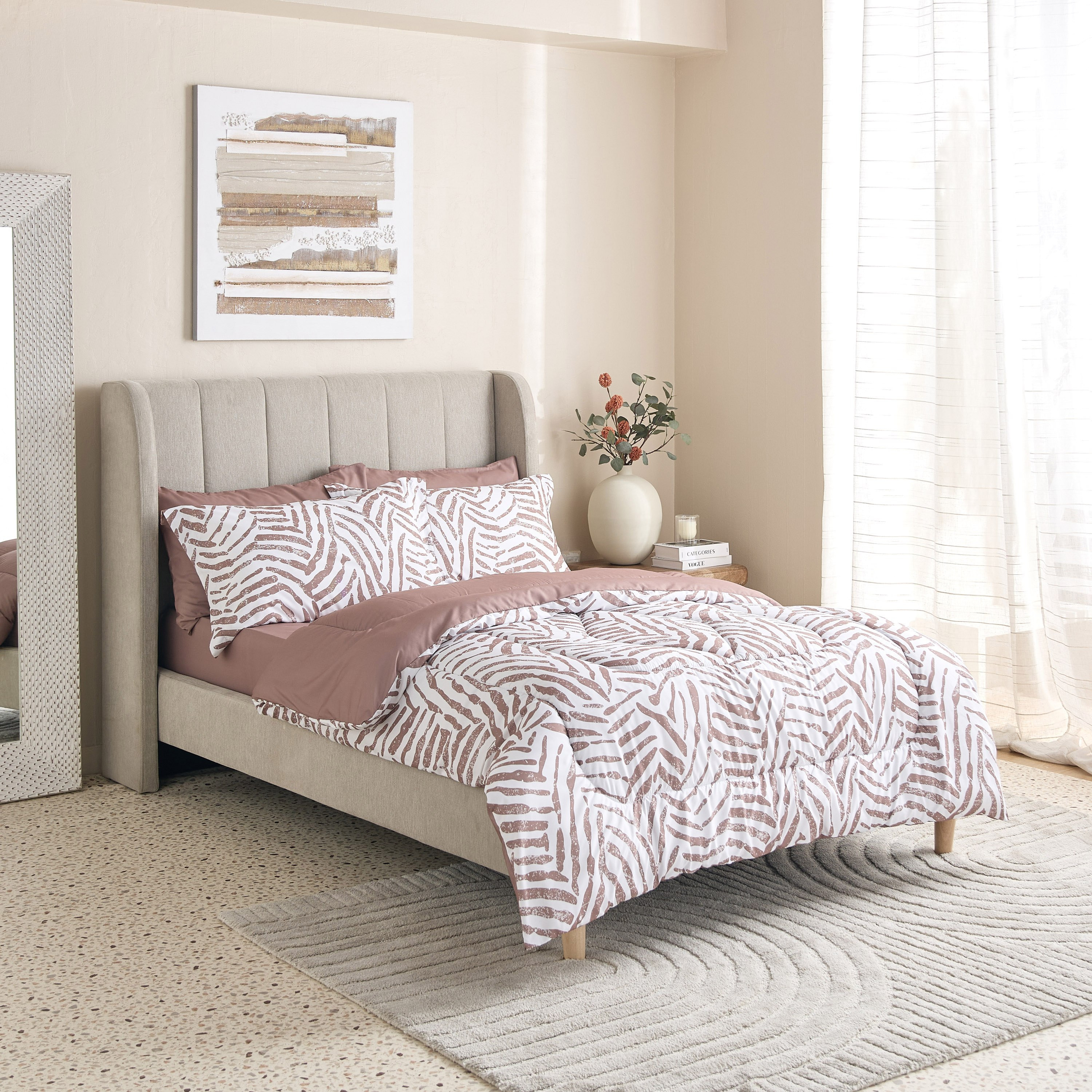 طقم لحاف توين من الألياف الدقيقة بطبعات 6 قطع ليو من هامبتون - 160x240 سم-hbxhomeware-hbxbedroom-image-2