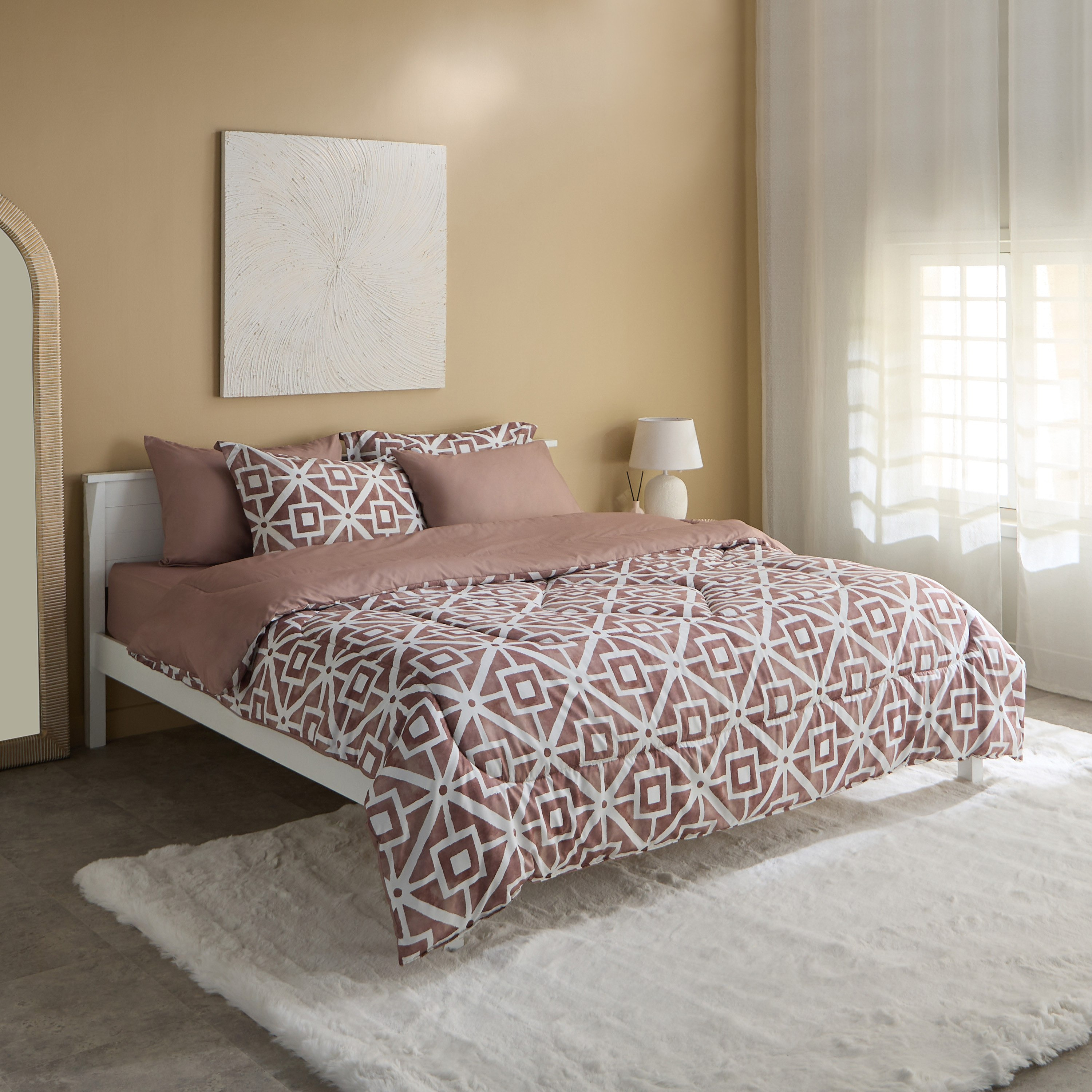 طقم لحاف سوبر كينج من الألياف الدقيقة بطبعات 6 قطع جيوفلو من هامبتون - 260x240 سم-hbxhomeware-hbxbedroom-image-2