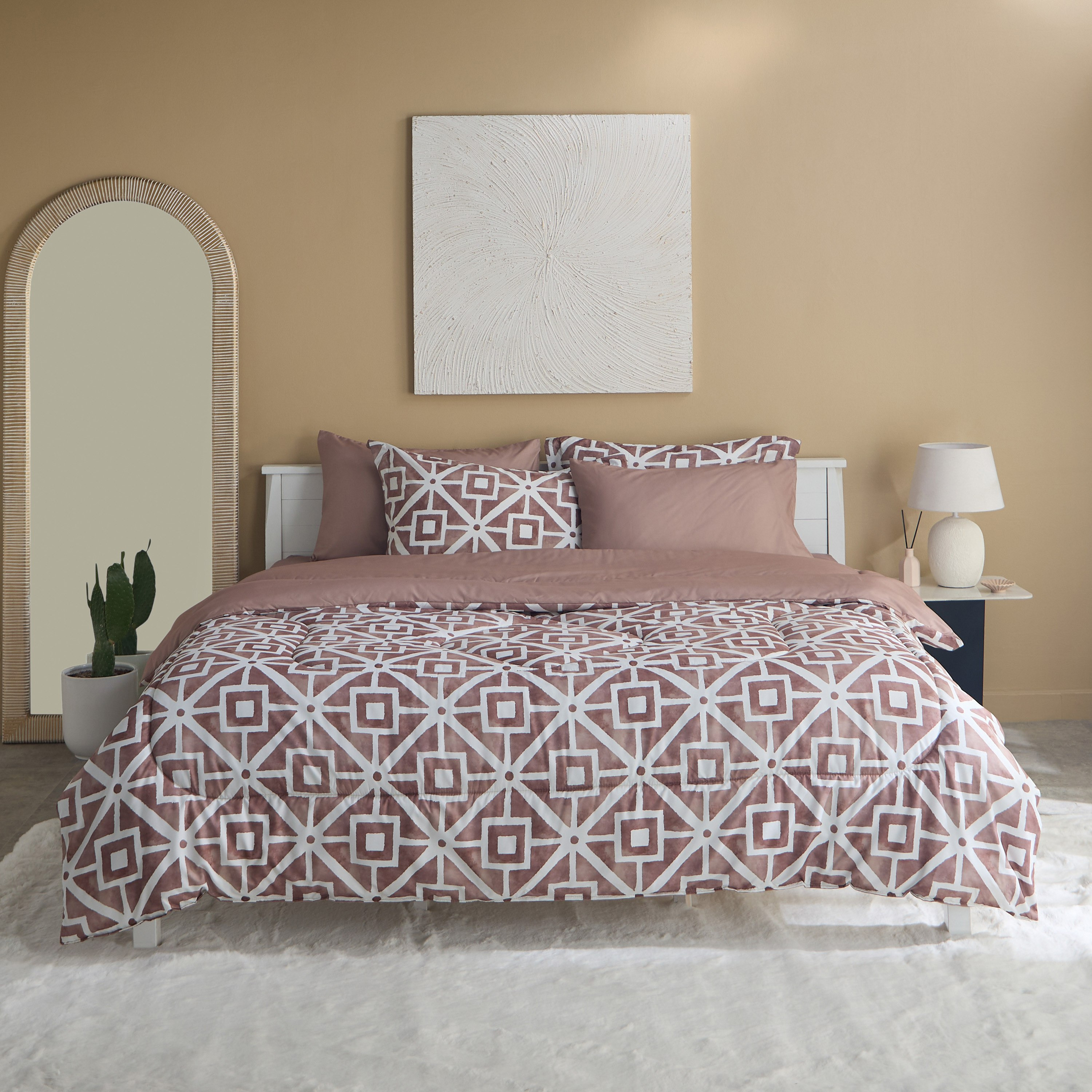طقم لحاف سوبر كينج من الألياف الدقيقة بطبعات 6 قطع جيوفلو من هامبتون - 260x240 سم-hbxhomeware-hbxbedroom-image-3