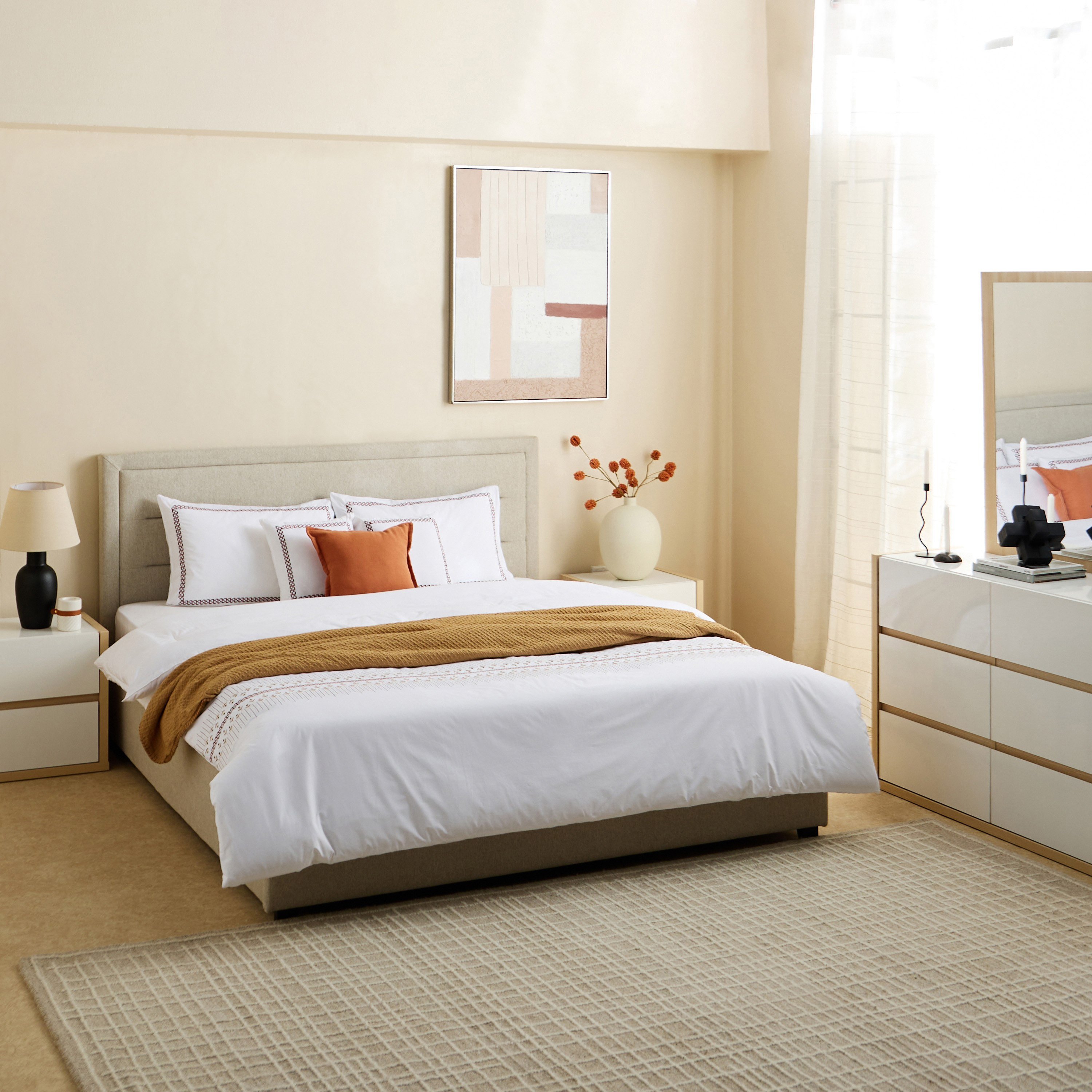 طقم لحاف كينج قطن بحواف مطرزة 5 قطع جراندي أفوردابلز من وايت هيفن - 220x240 سم-hbxhomeware-hbxbedroom-image-10