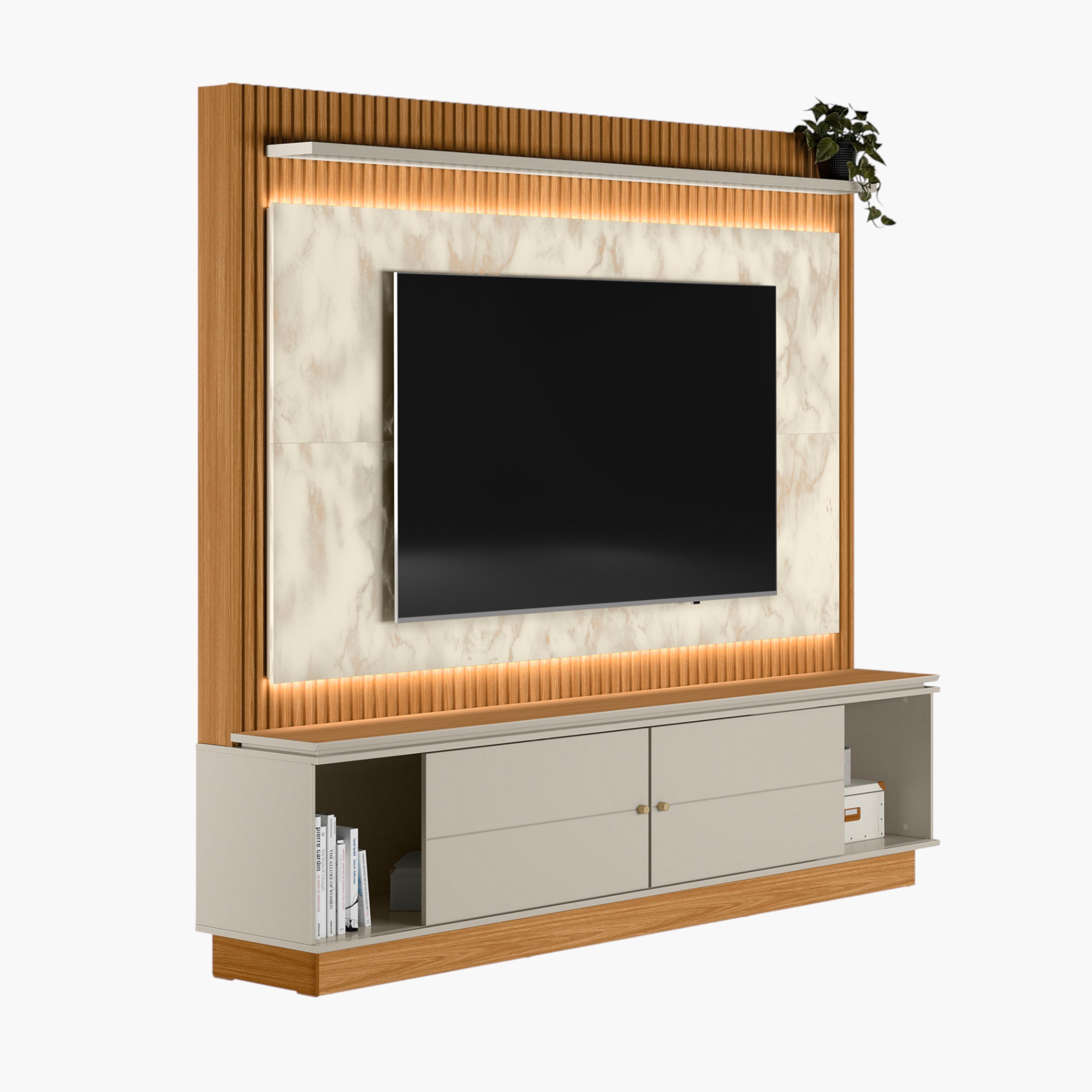 Maximus Wall Unit Upto 75 inches with LED Light-hbxlivingroom-mediaunitsandstorage-wallunits-image-3
