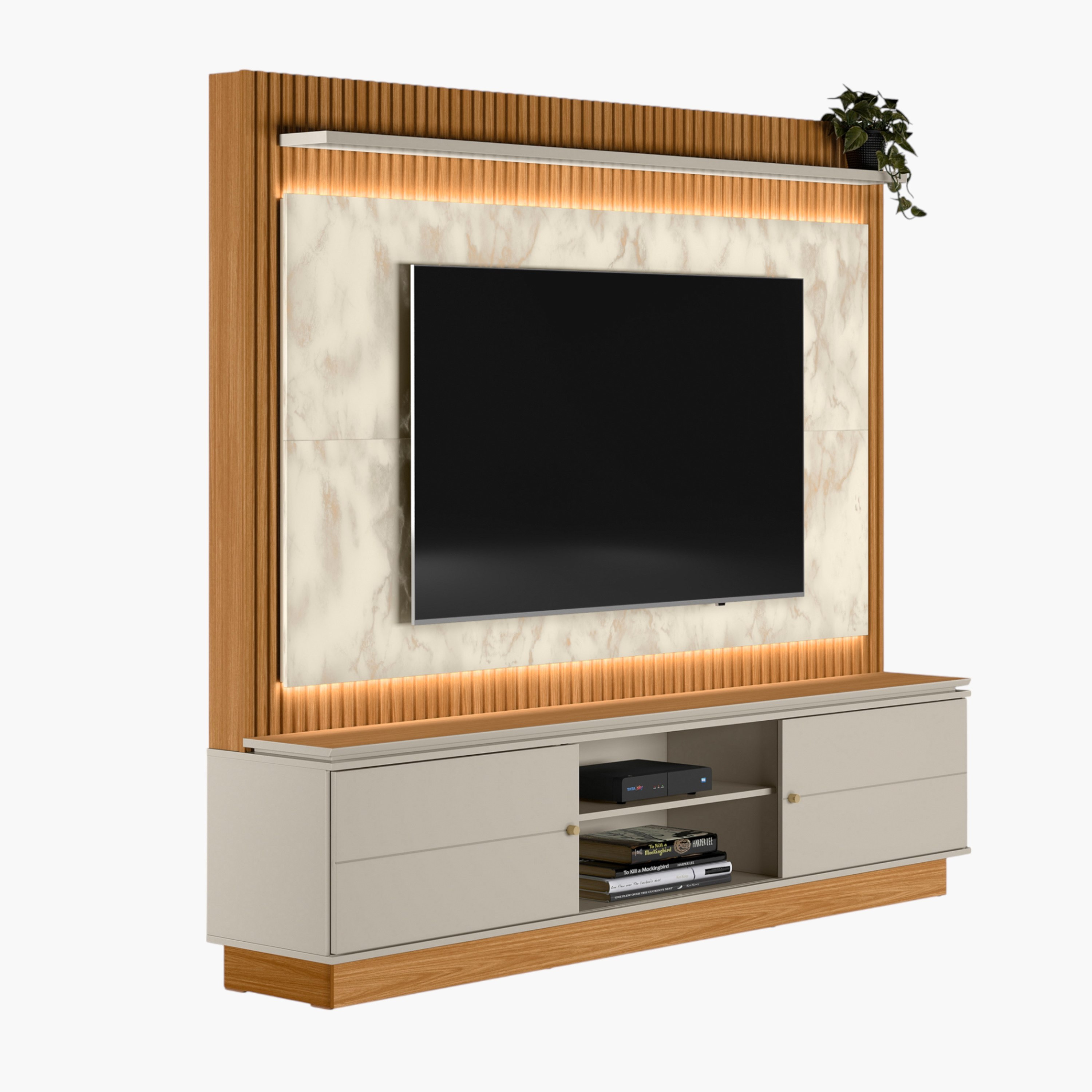 Maximus Wall Unit Upto 75 inches with LED Light-hbxlivingroom-mediaunitsandstorage-wallunits-image-8