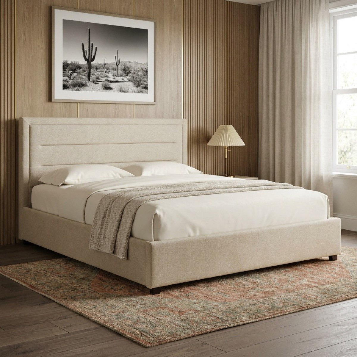 Artisan Horizon Upholstered Side Hydraulic Storage Queen Bed - 160x200 cm-hbxbedroom-bedsandbedsets-beds-queen-image-1