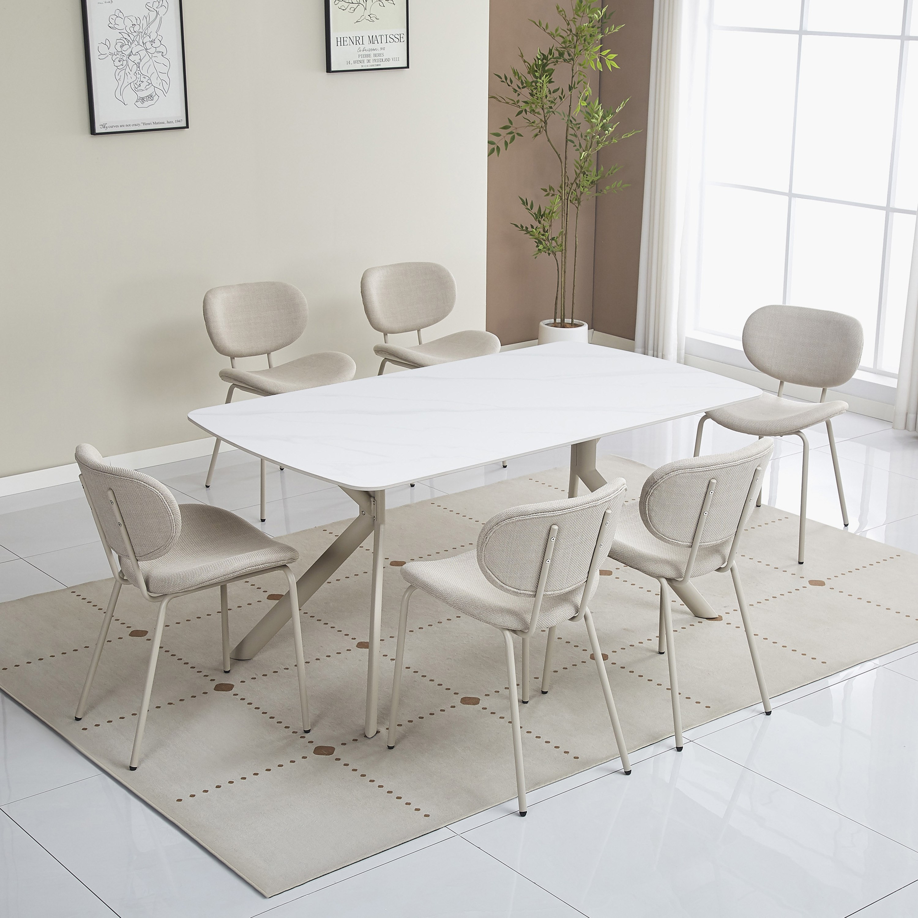 طقم طاولة بحجر ملبد سفرة 1+6 من مورغان-hbxfurniture-diningtablesandsets-diningsets-sixseater-image-1