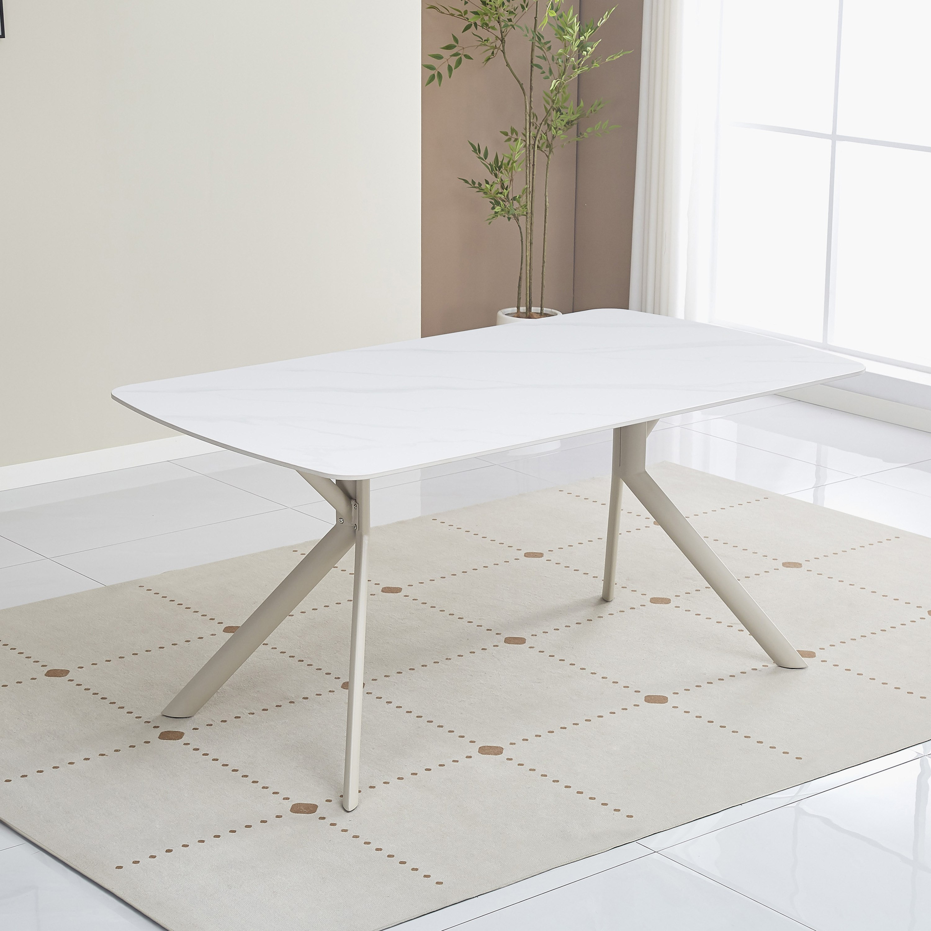 طقم طاولة بحجر ملبد سفرة 1+6 من مورغان-hbxfurniture-diningtablesandsets-diningsets-sixseater-image-2
