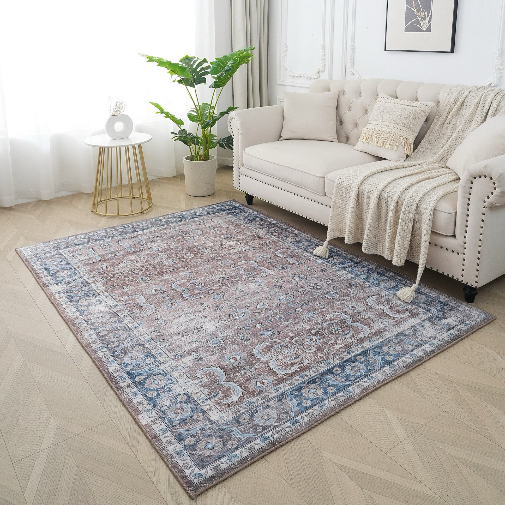 سجادة فلانيل بطبعات مخططة عايدة من أونتاريو - 110x160 سم-hbxdecorandfurnishings-floorcoverings-rugs-image-1