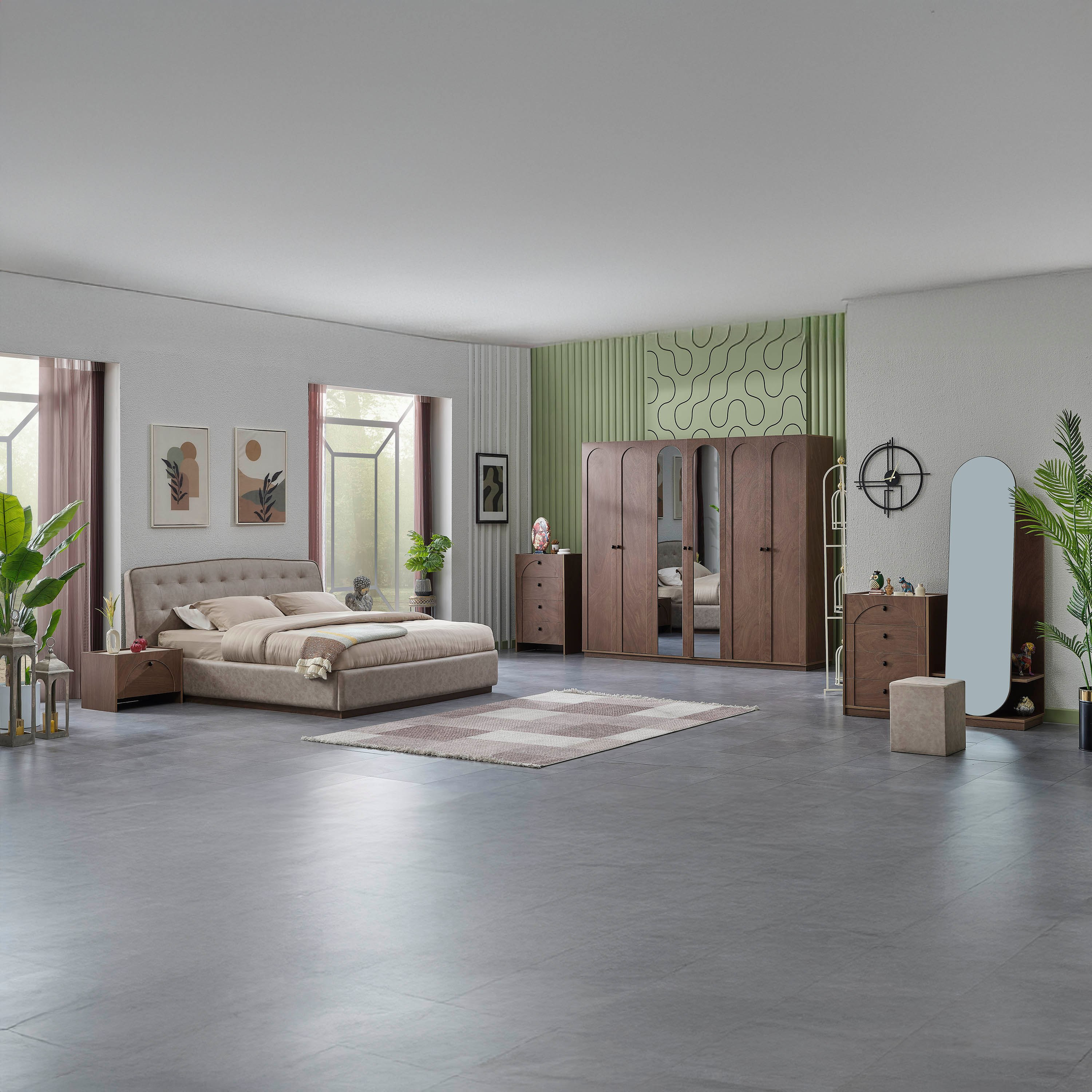 طقم غرفة نوم كينج 5 قطع من لويسيا - 180x200 سم-hbxbedroom-bedsandbedsets-bedroomsets-king-image-18