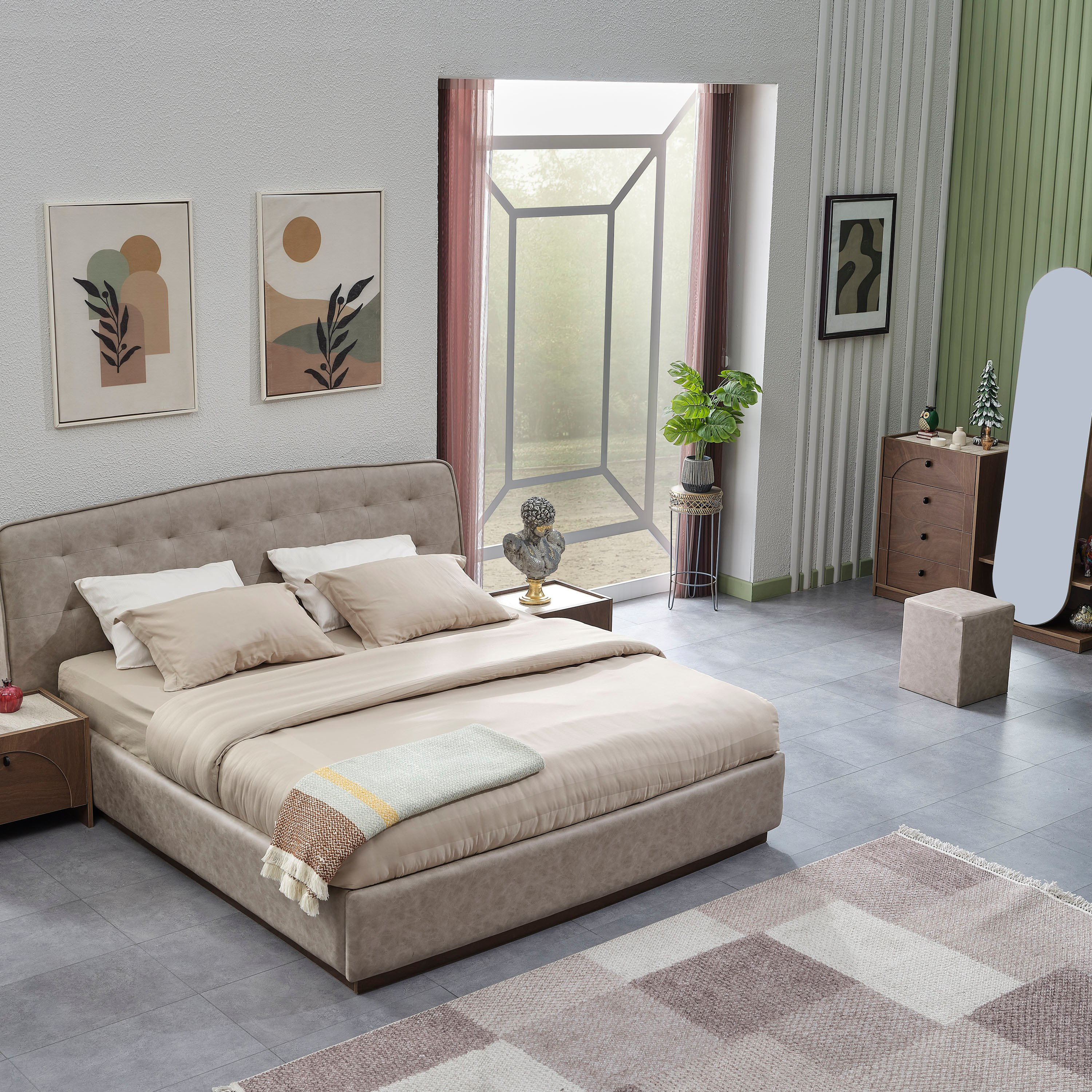 طقم غرفة نوم كينج 5 قطع من لويسيا - 180x200 سم-hbxbedroom-bedsandbedsets-bedroomsets-king-image-4