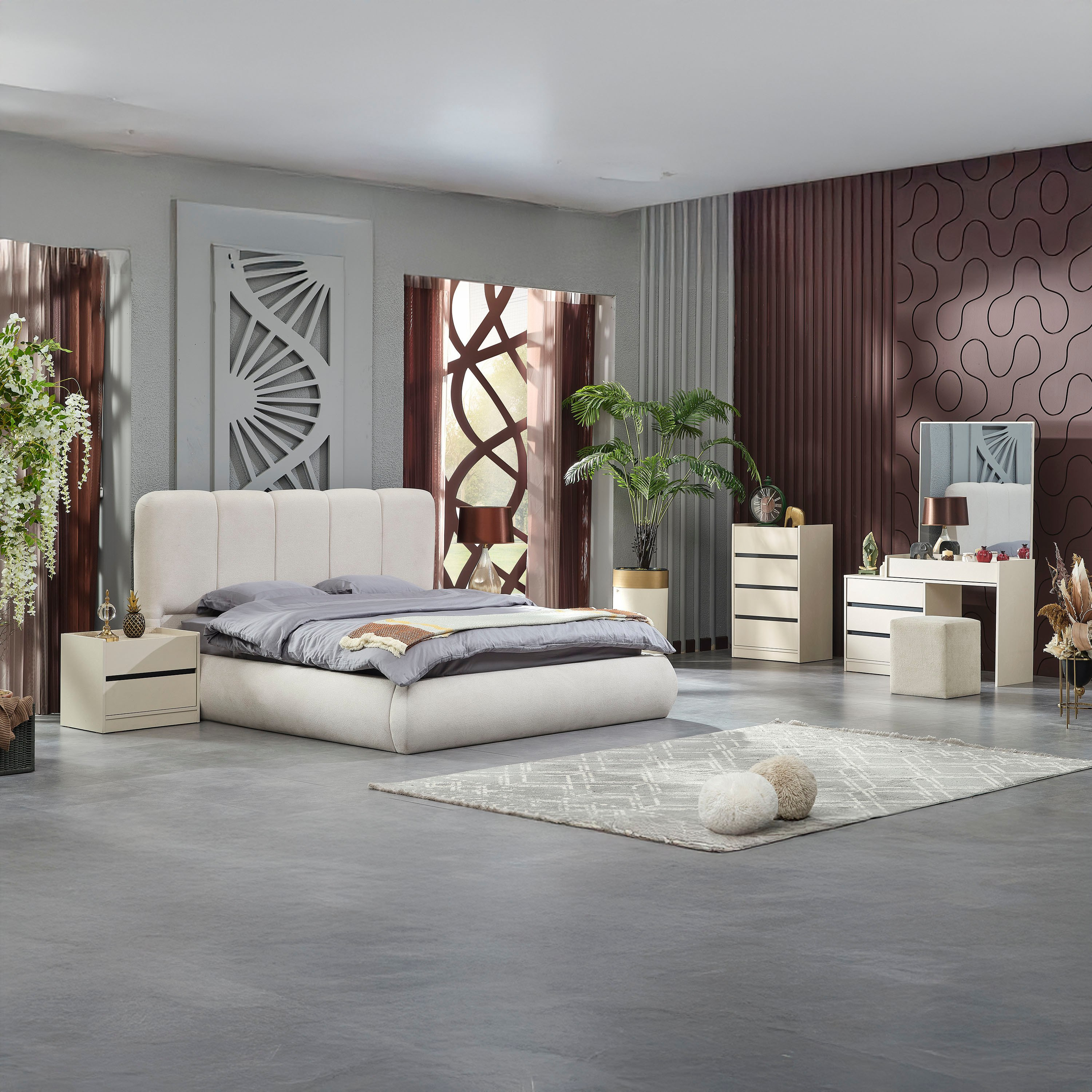 Melbourne 6-Piece King Bedroom Set - 180x200 cm-hbxbedroom-bedsandbedsets-bedroomsets-king-image-4