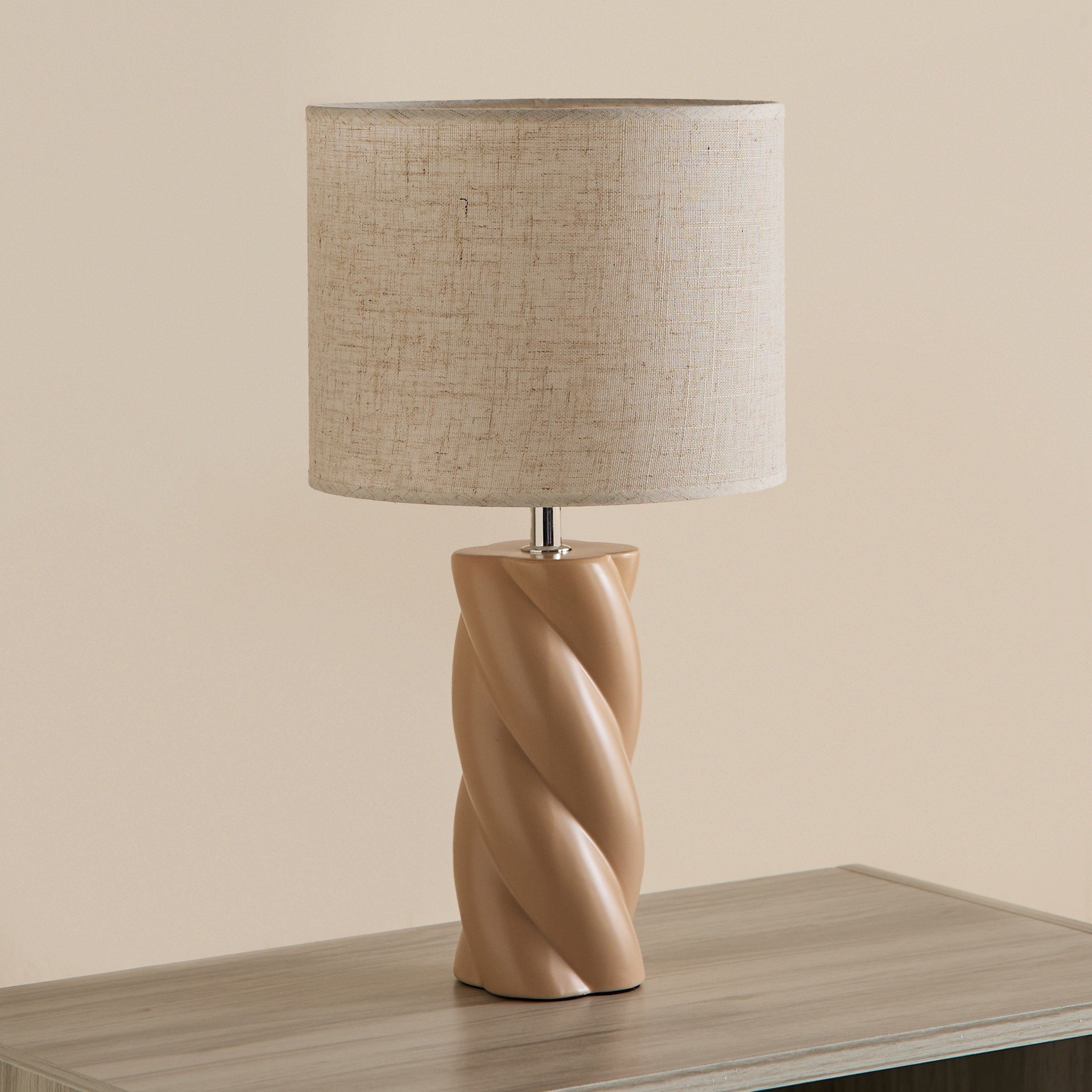 Alecs Ceramic Table Lamp with Fabric Shade - 23x23x42 cm-hbxbedroom-lighting-tablelamps-image-1