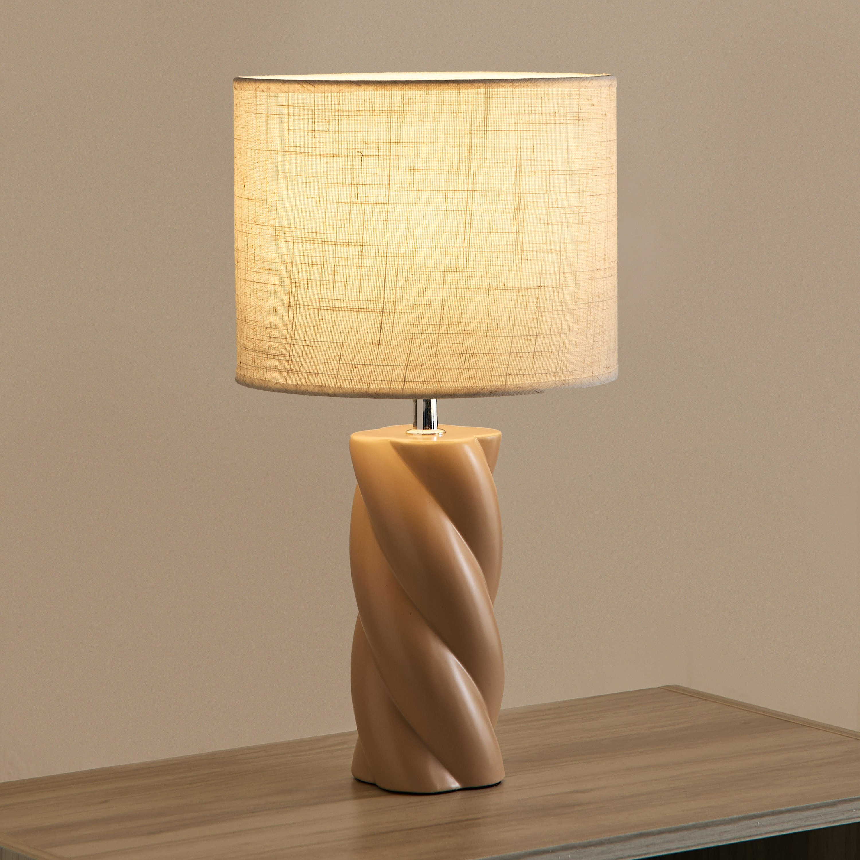 Alecs Ceramic Table Lamp with Fabric Shade - 23x23x42 cm-hbxbedroom-lighting-tablelamps-image-2