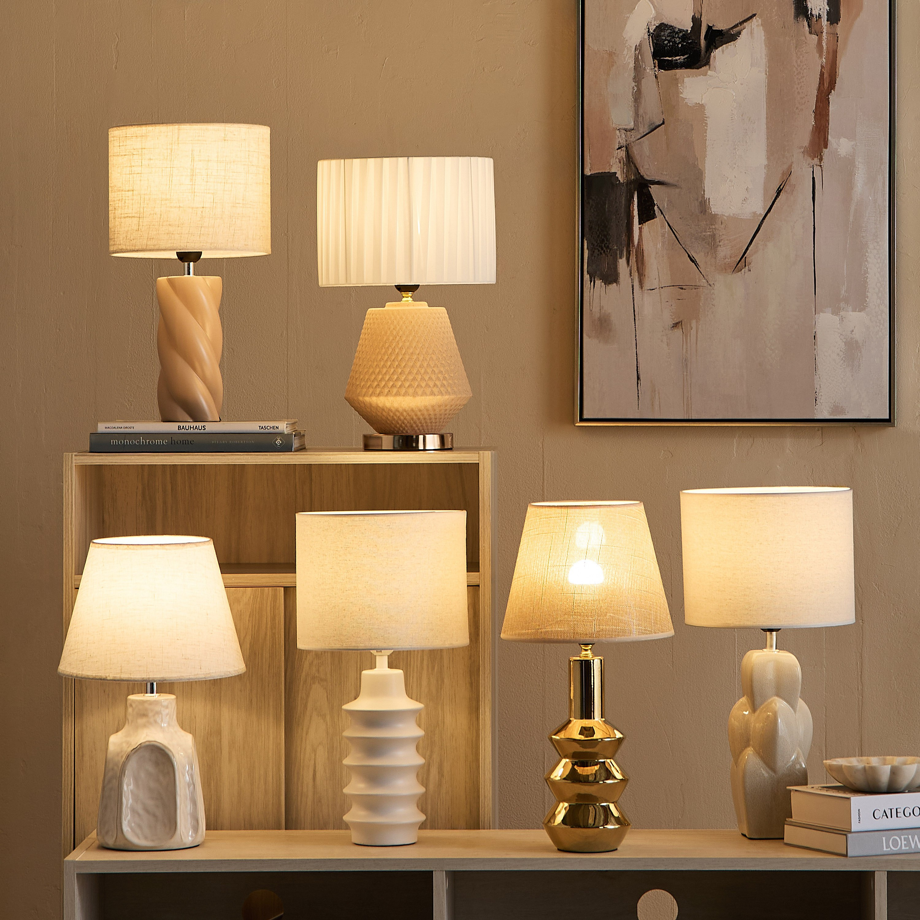 مصباح طاولة سيراميك بغطاء قماش من أليكس - 23x23x46 سم-hbxbedroom-lighting-tablelamps-image-4