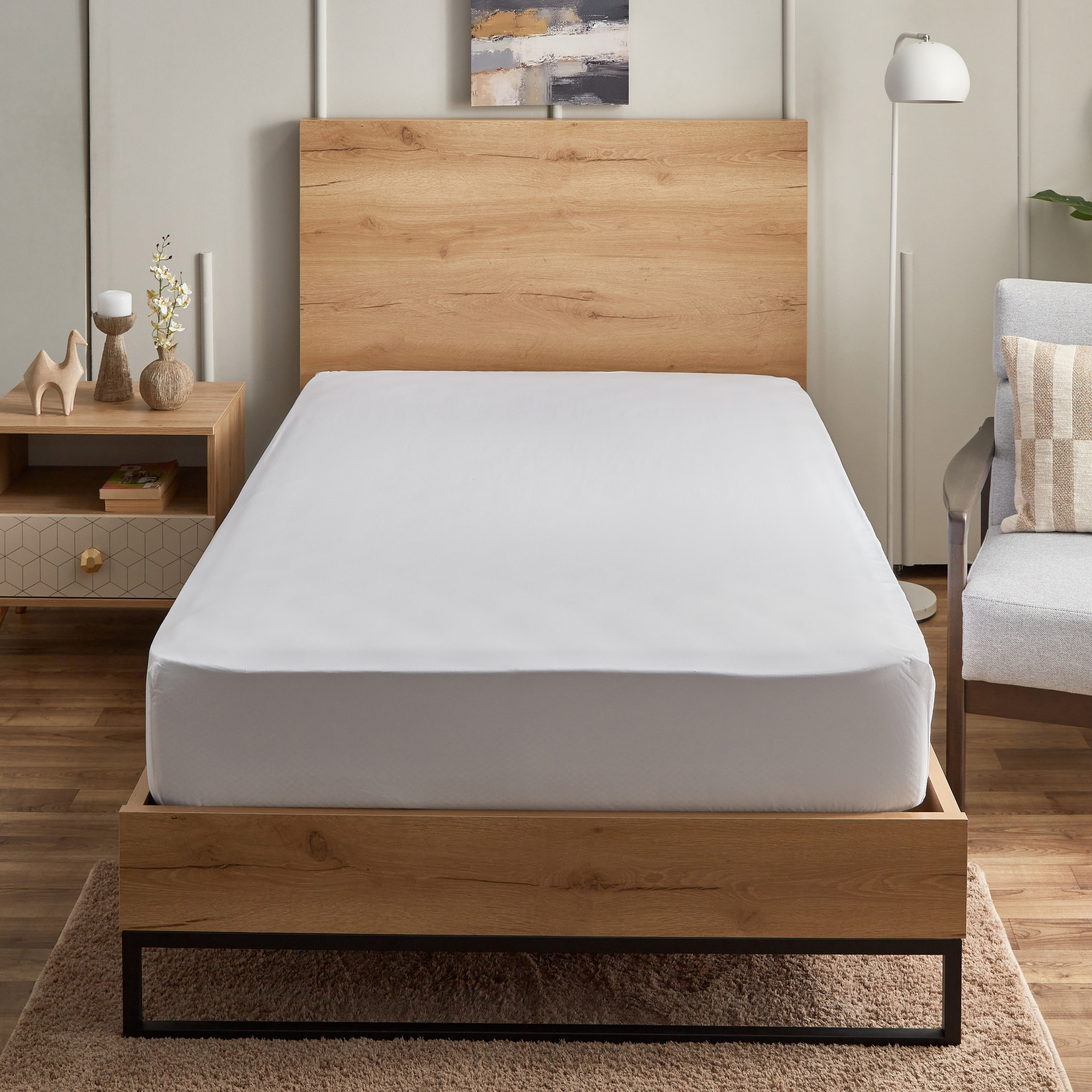 White Haven Geta Percale Cotton Twin Fitted Sheet - 120x200+40 cm-hbxhomeware-hbxbedroom-image-2