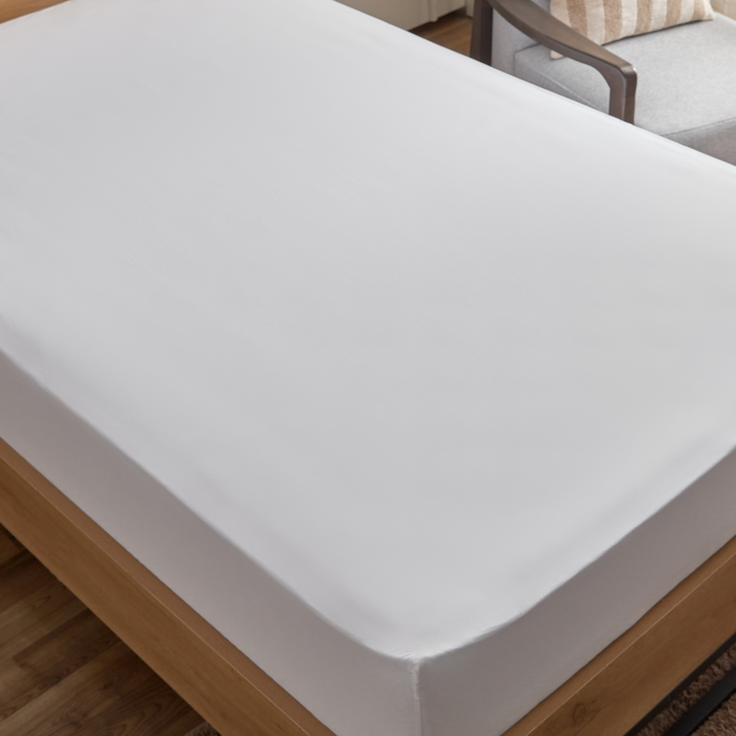 White Haven Geta Percale Cotton Twin Fitted Sheet - 120x200+40 cm-hbxhomeware-hbxbedroom-image-3