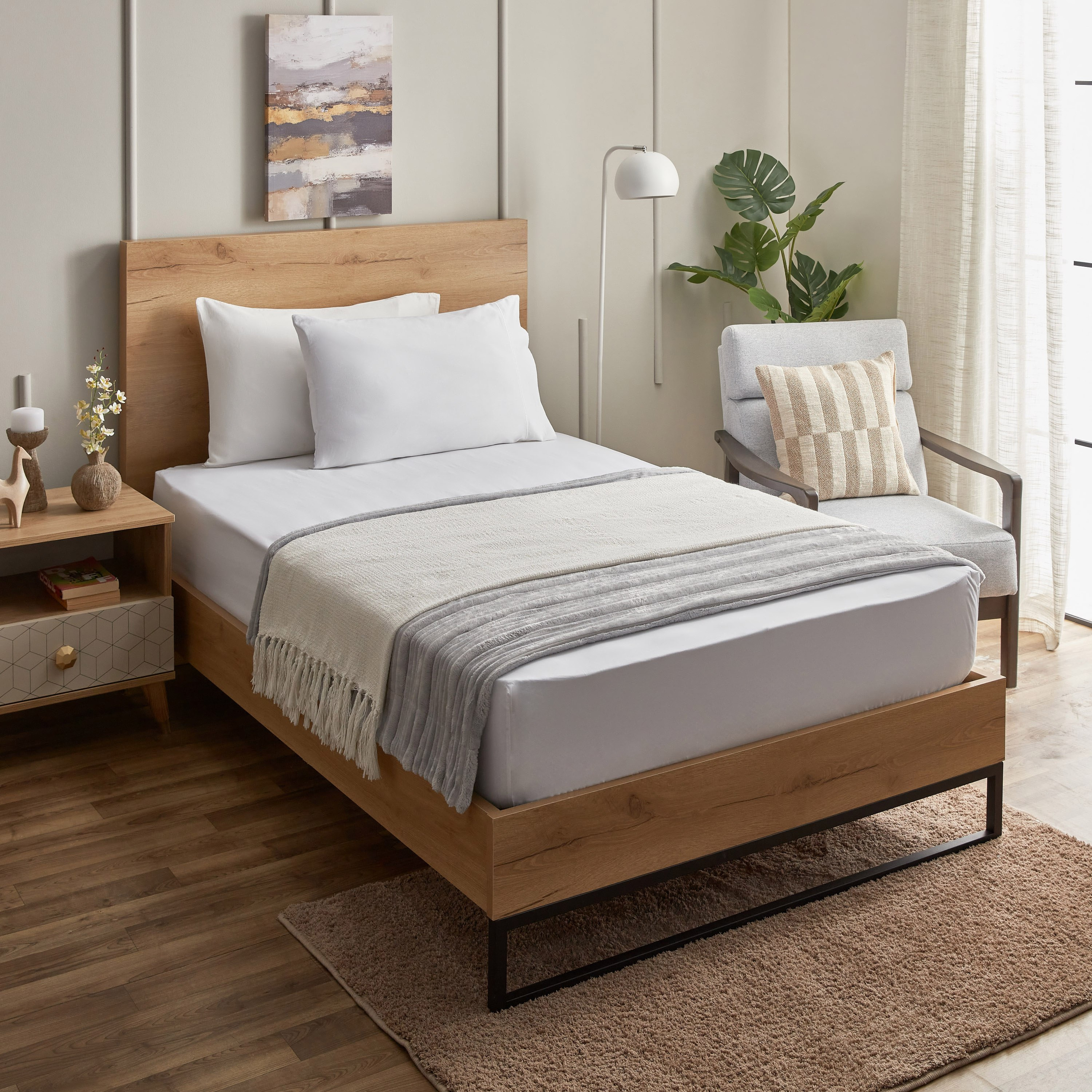 White Haven Geta Percale Cotton Twin Fitted Sheet - 120x200+40 cm-hbxhomeware-hbxbedroom-image-7