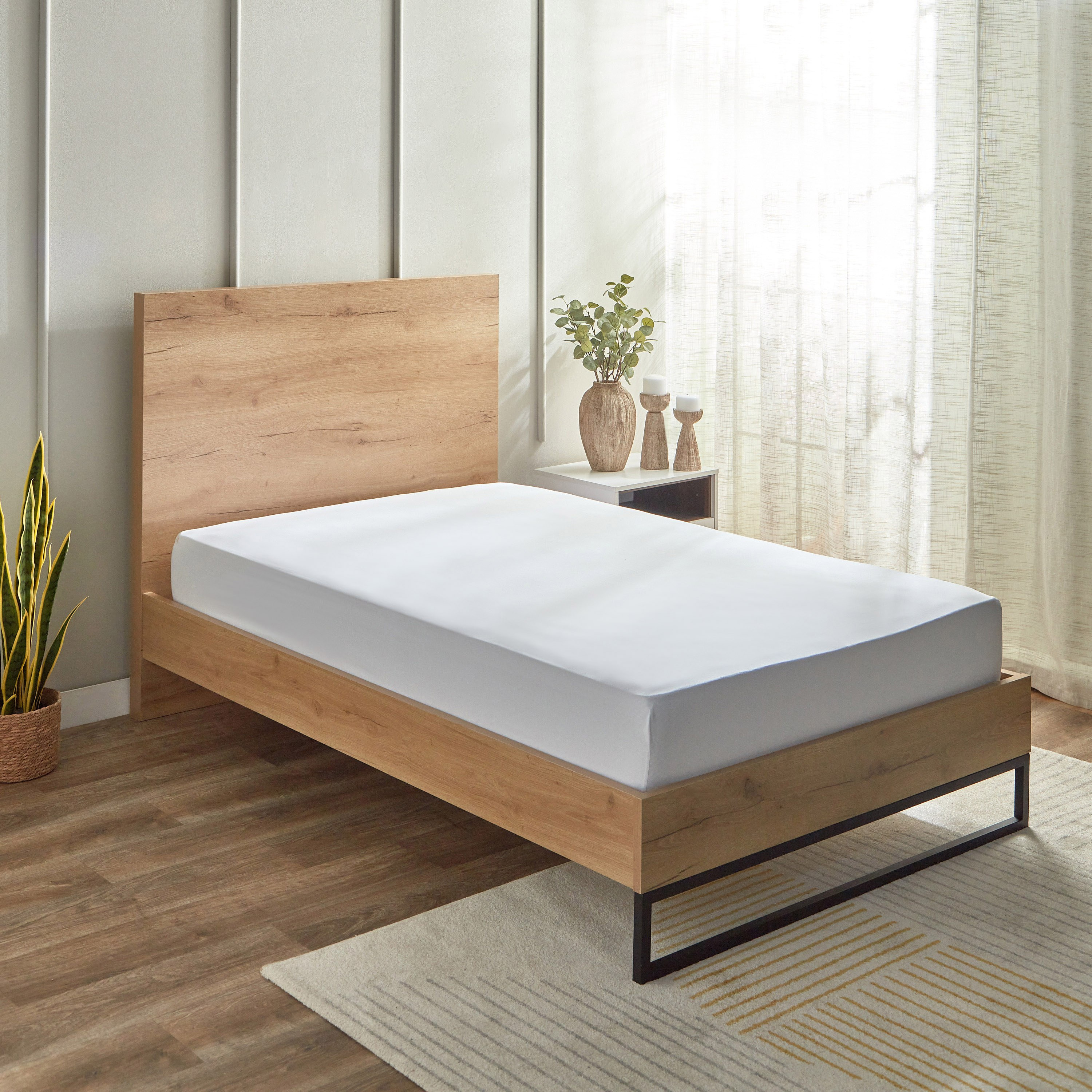 White Haven Pori 220 Thread Count Sateen Cotton Twin Fitted Sheet - 120x200+40 cm-hbxhomeware-hbxbedroom-image-1