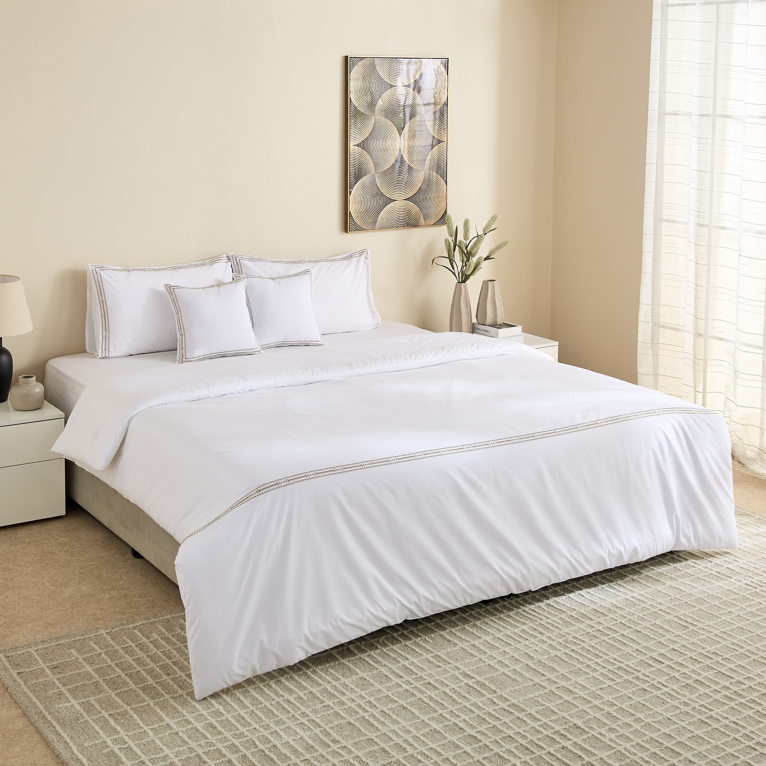 طقم لحاف كينج قطن مطرز 5 قطع سترايد من وايت هيفن - 220x240 سم-hbxhomeware-hbxbedroom-image-7