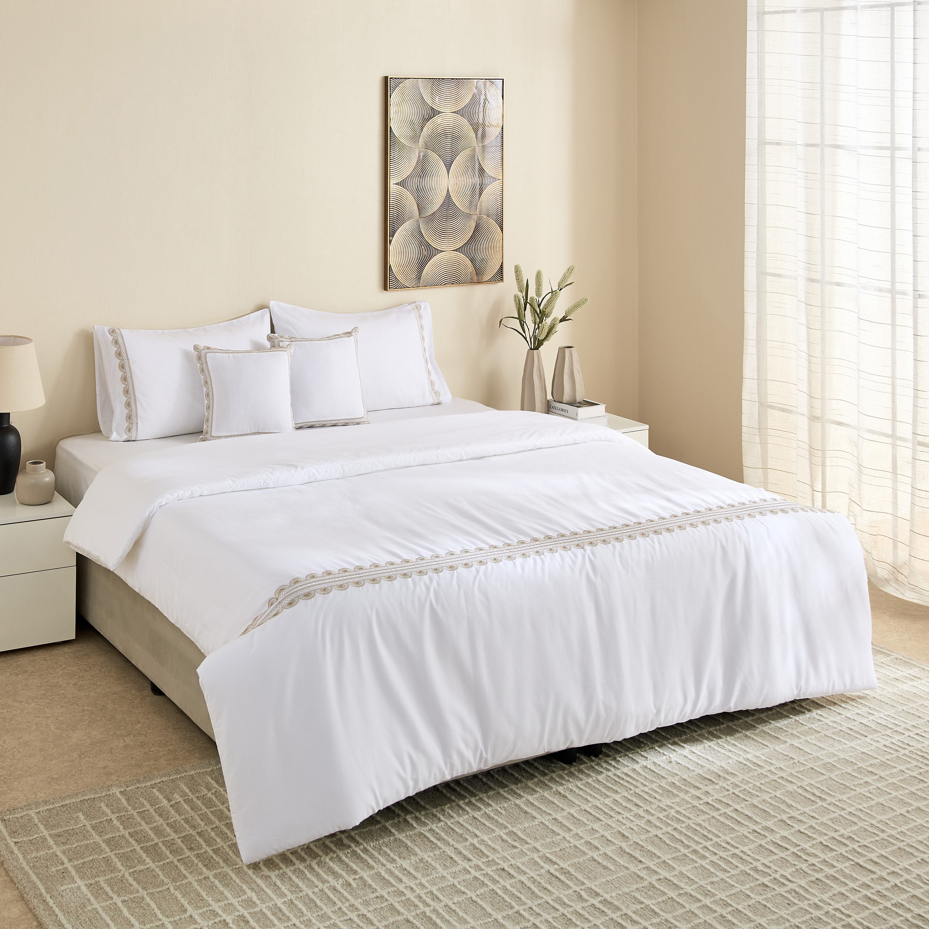 White Haven Sunara 5-Piece Embroidered Cotton King Comforter Set - 220x240 cm-hbxhomeware-hbxbedroom-image-7