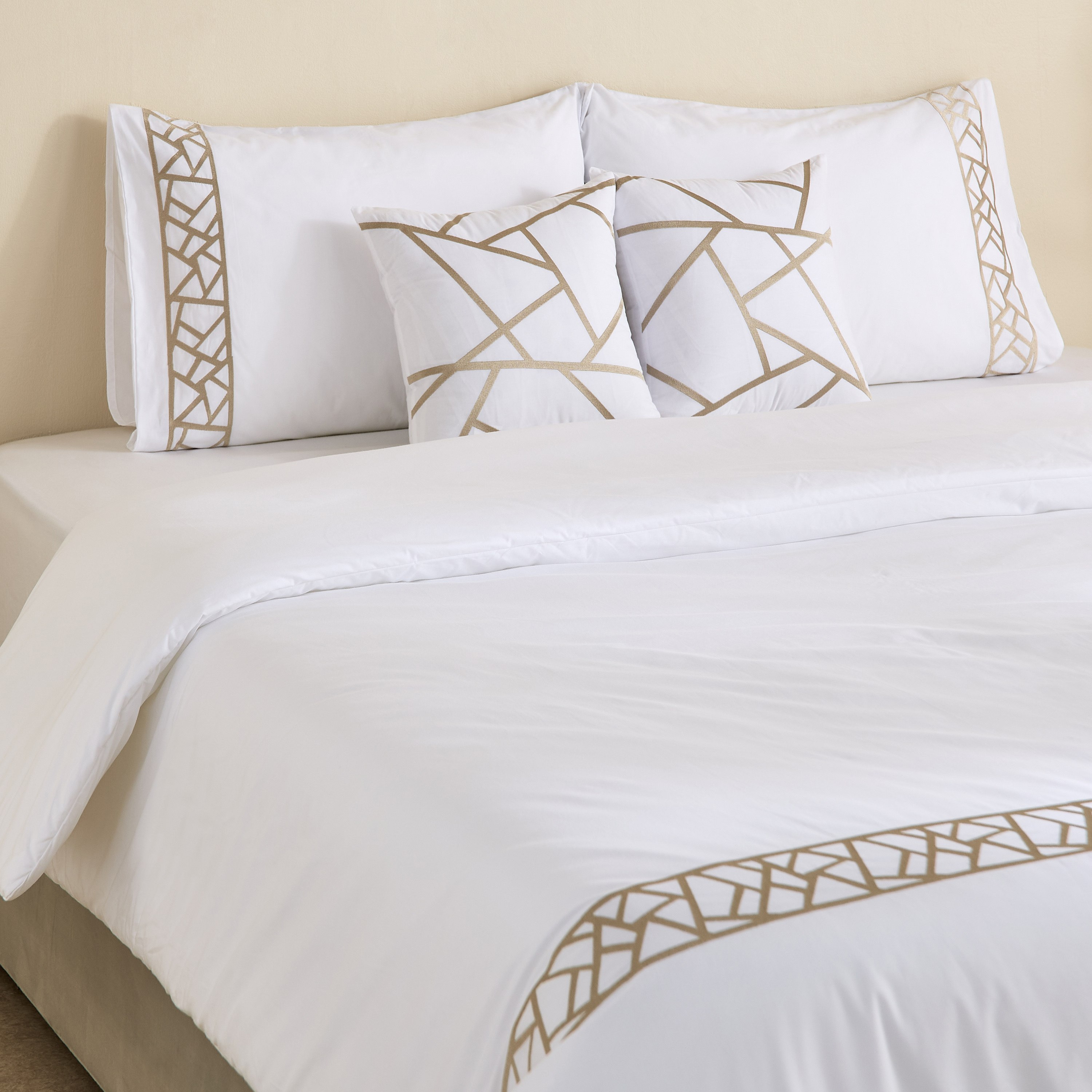 White Haven Geo Lux 5-Piece Embroidered Cotton King Comforter Set - 220x240 cm-hbxhomeware-hbxbedroom-image-1