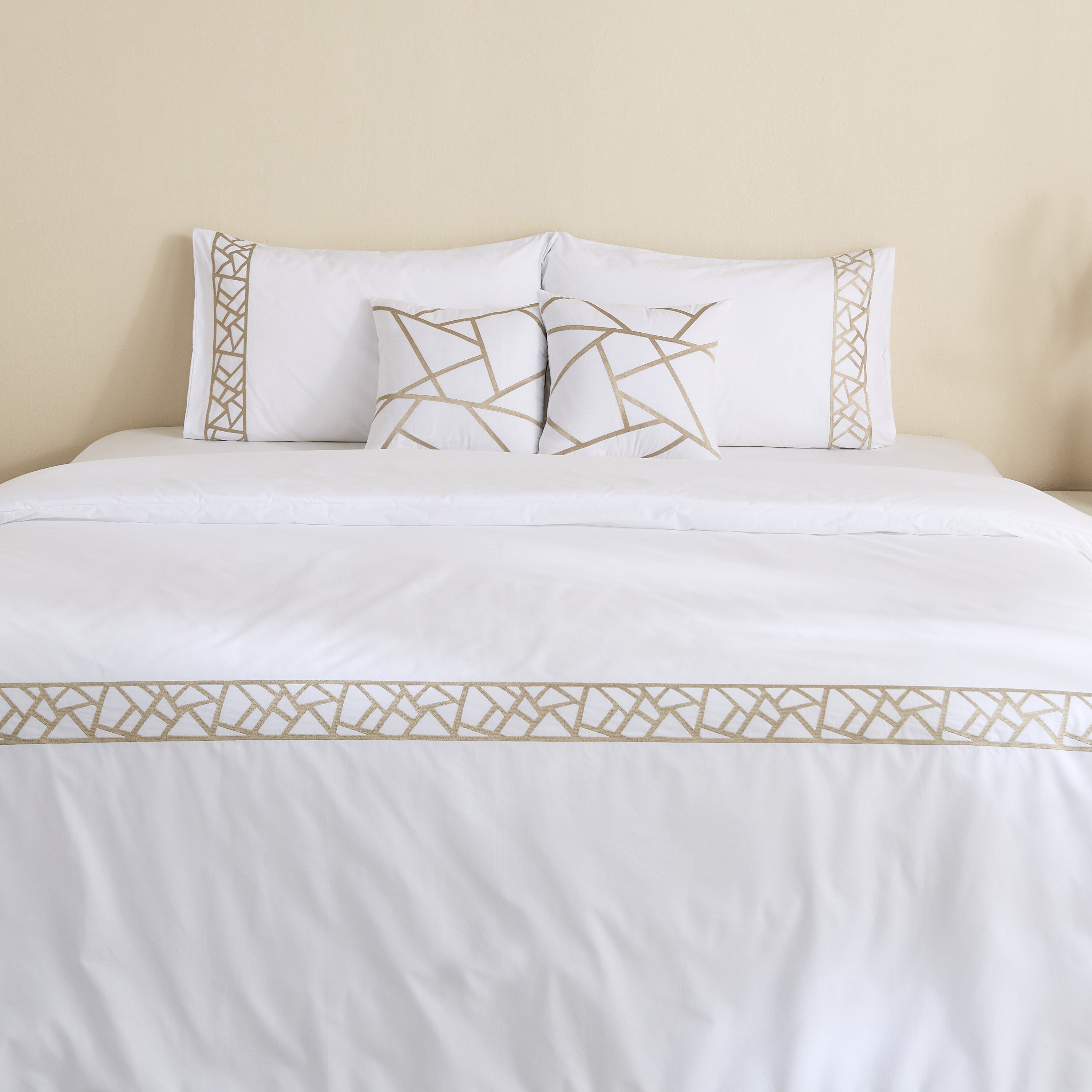 White Haven Geo Lux 5-Piece Embroidered Cotton King Comforter Set - 220x240 cm-hbxhomeware-hbxbedroom-image-2