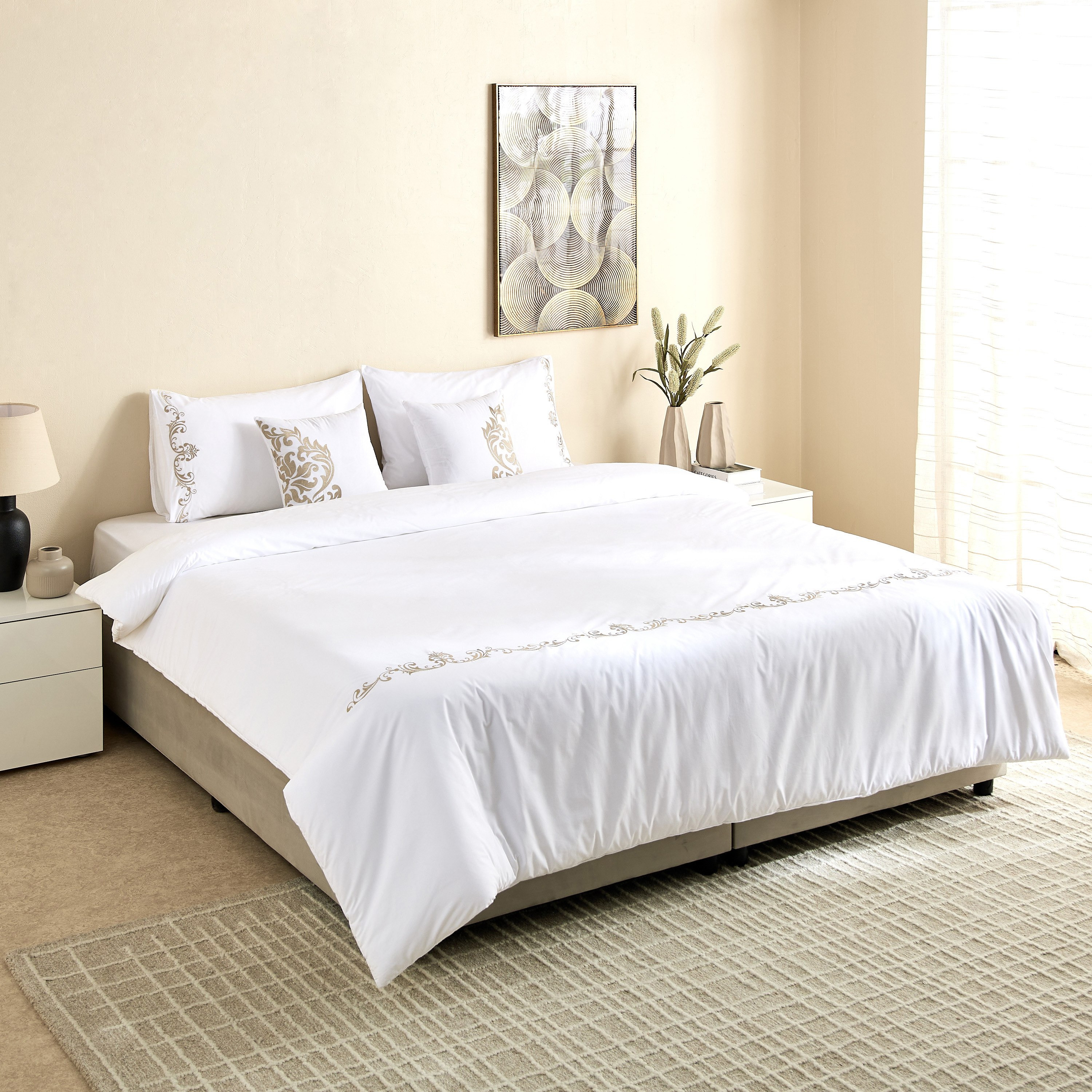 White Haven Ornamo 5-Piece Embroidered Cotton King Comforter Set - 220x240 cm-hbxhomeware-hbxbedroom-image-7