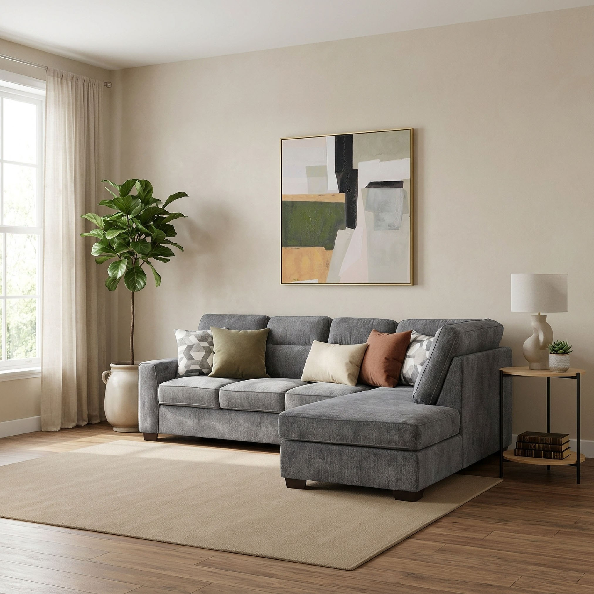 Veda 5-Seater Right Sectional Corner Fabric Sofa with 4 Cushions-hbxlivingroom-sofasandarmchairs-modularsofas-image-5
