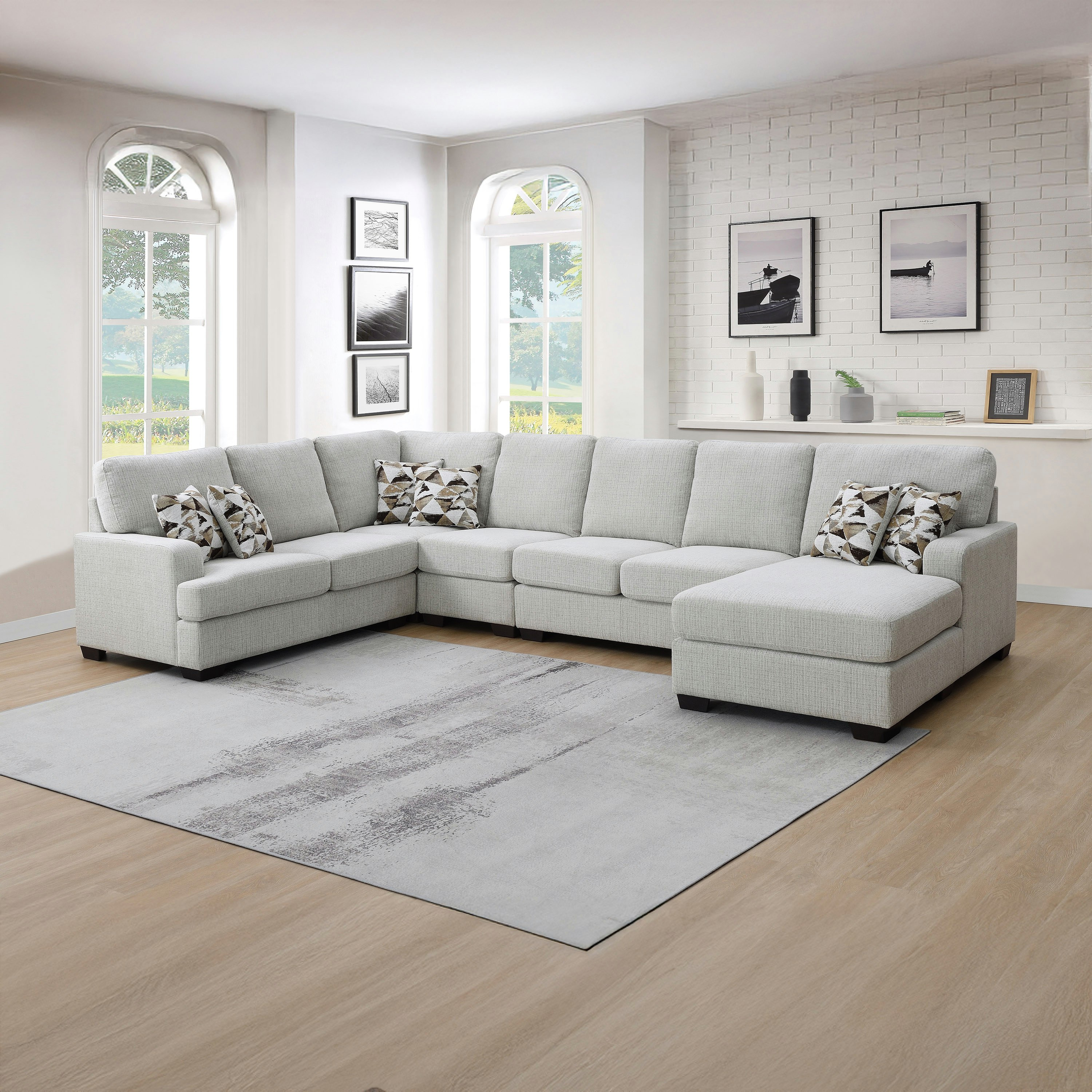 Hampshire 7-Seater Right Sectional Fabric Sofa with 6 Cushions-hbxlivingroom-sofasandarmchairs-modularsofas-image-1