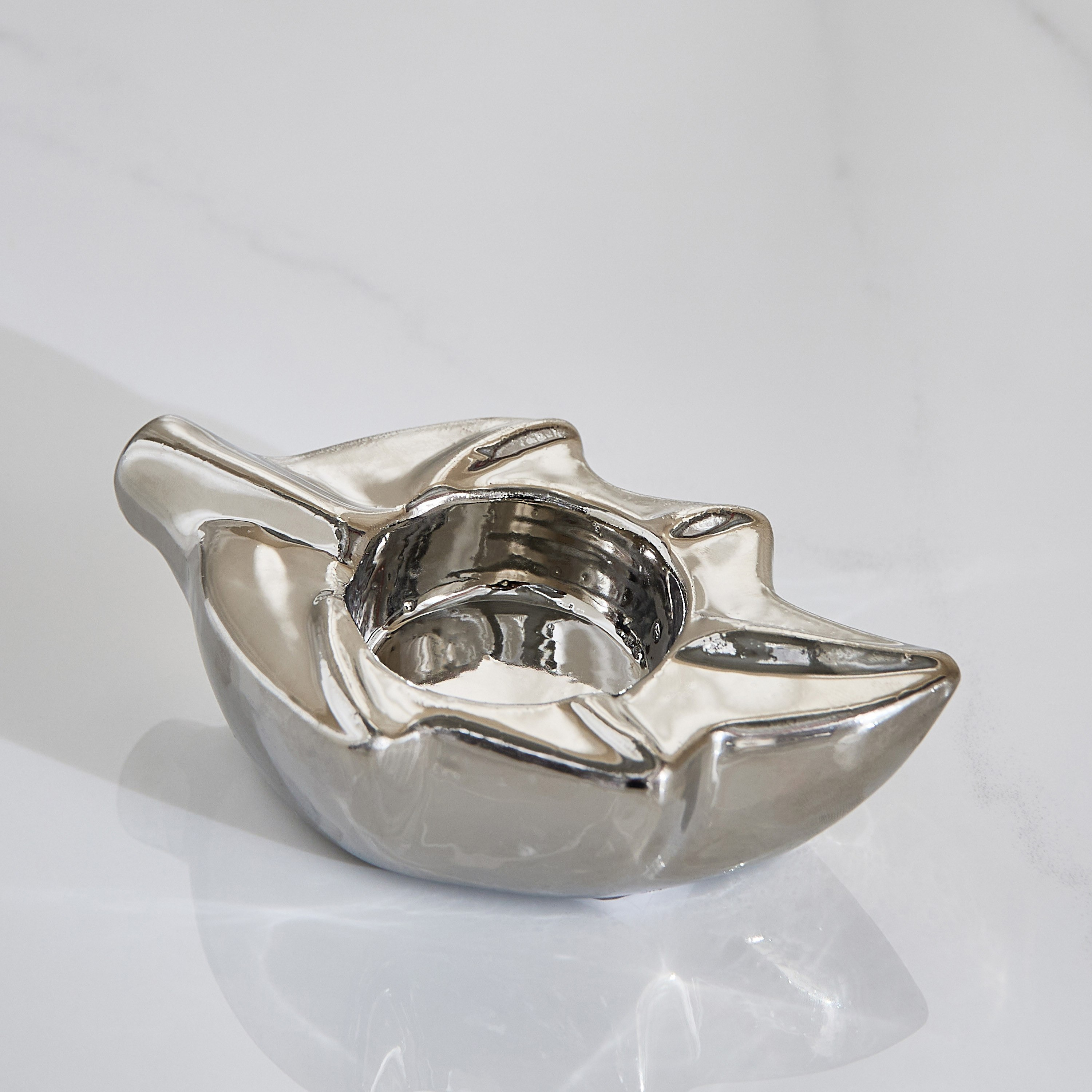 حامل شموع صغيرة سيراميك ورقة شجر من سانسا ديوك - 11.5x7.5x3.5 سم-hbxlivingroom-decorandaccessories-candleholders-image-2